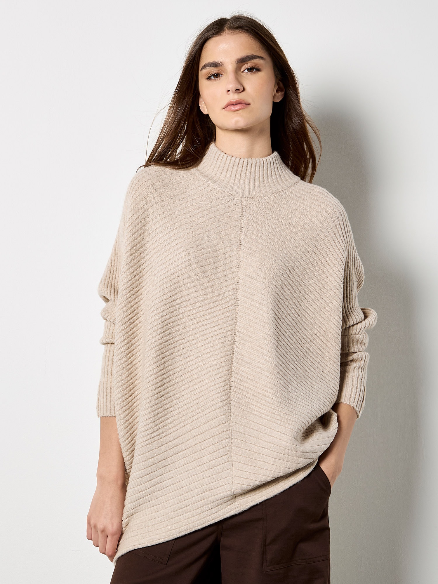 Apricot Strickpullover "Oversized-Pullover" mit Stehkragen