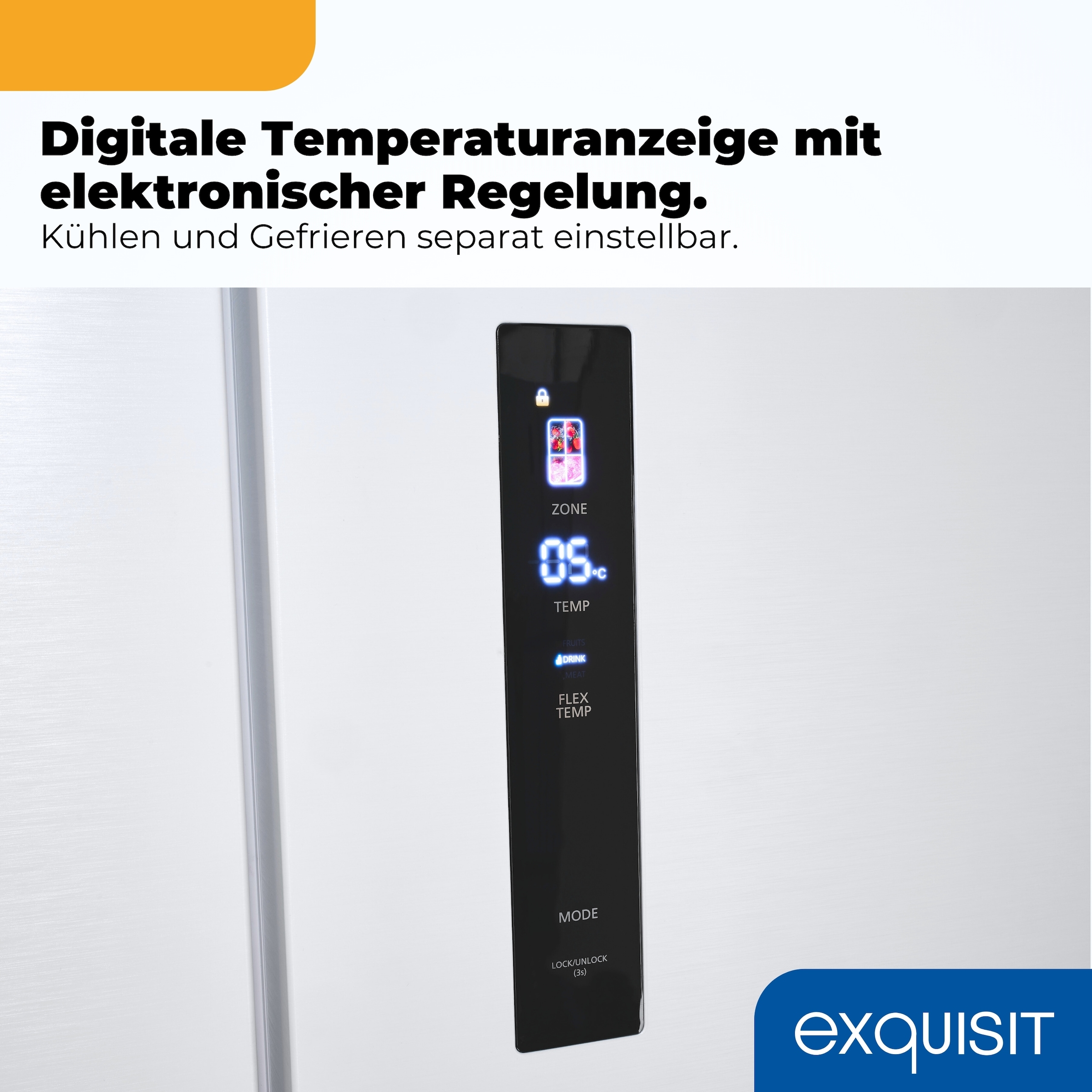 exquisit Multi Door »EMD470-170-200E inoxlook-weiss« 193 cm hoch 84 cm breit Nie mehr abtauen – No-Frost & Umluft für perfekte Kühlung