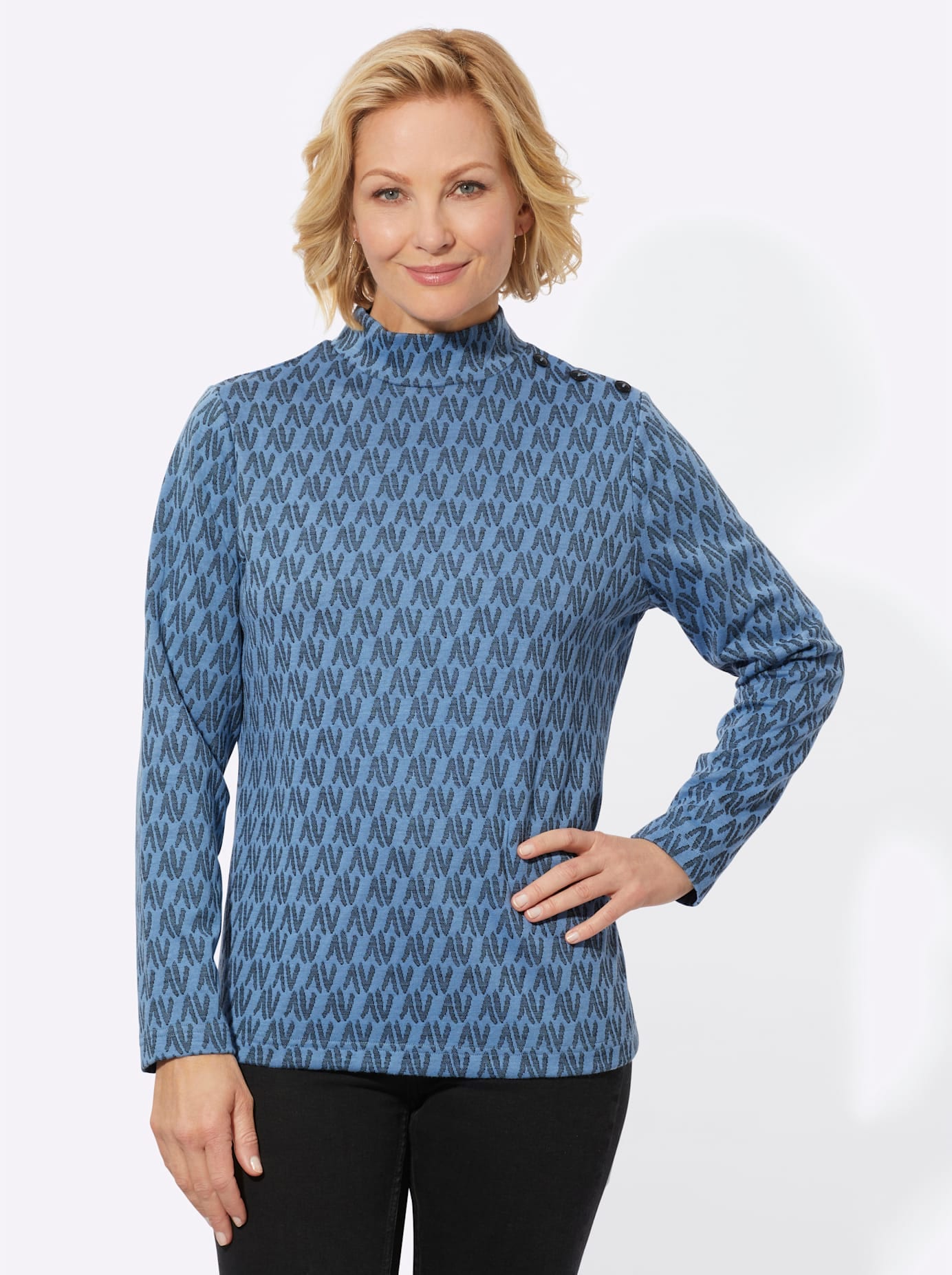 Classic Basics Stehkragenshirt "Jacquard-Shirt" 1 Stk. tlg. günstig online kaufen