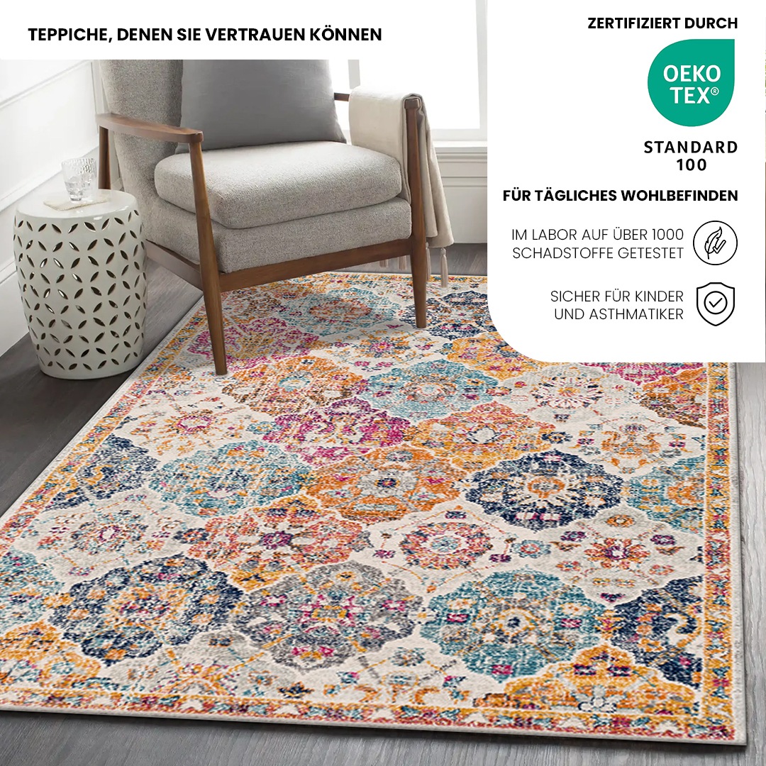 Livabliss Teppich »CUZCO«, rechteckig, 7 mm Höhe, Vintage Orientteppich, Kurzflor Boho Wohnzimmerteppich, Läufer