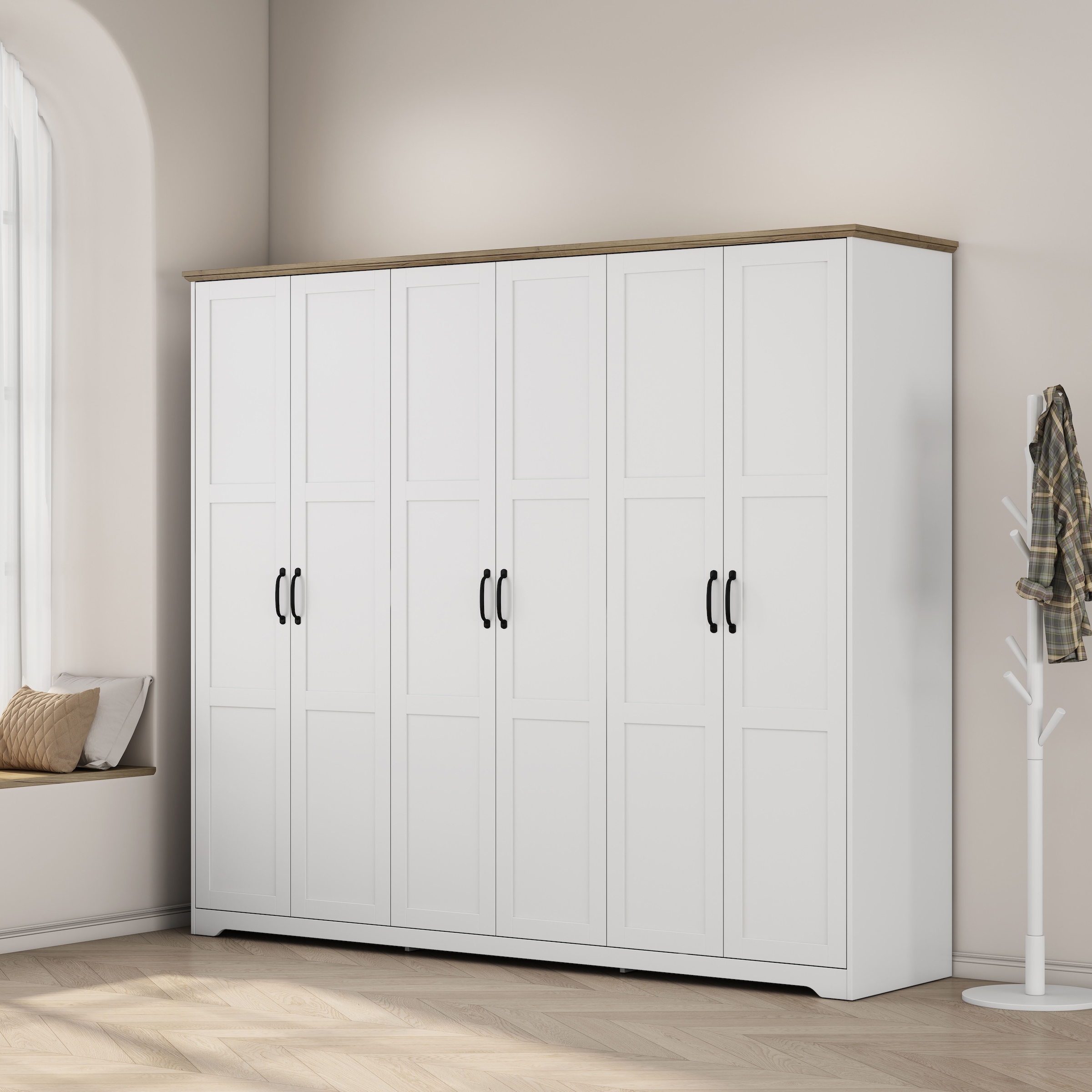 OTTO home Kleiderschrank »Emmilia Schrank Schlafzimmerschrank im Landhaus Design« Mit vielen Einlegeböden und Softclose,  Landhaus Schrank mit  6 Türen Breite 226,5cm Höhe 2m