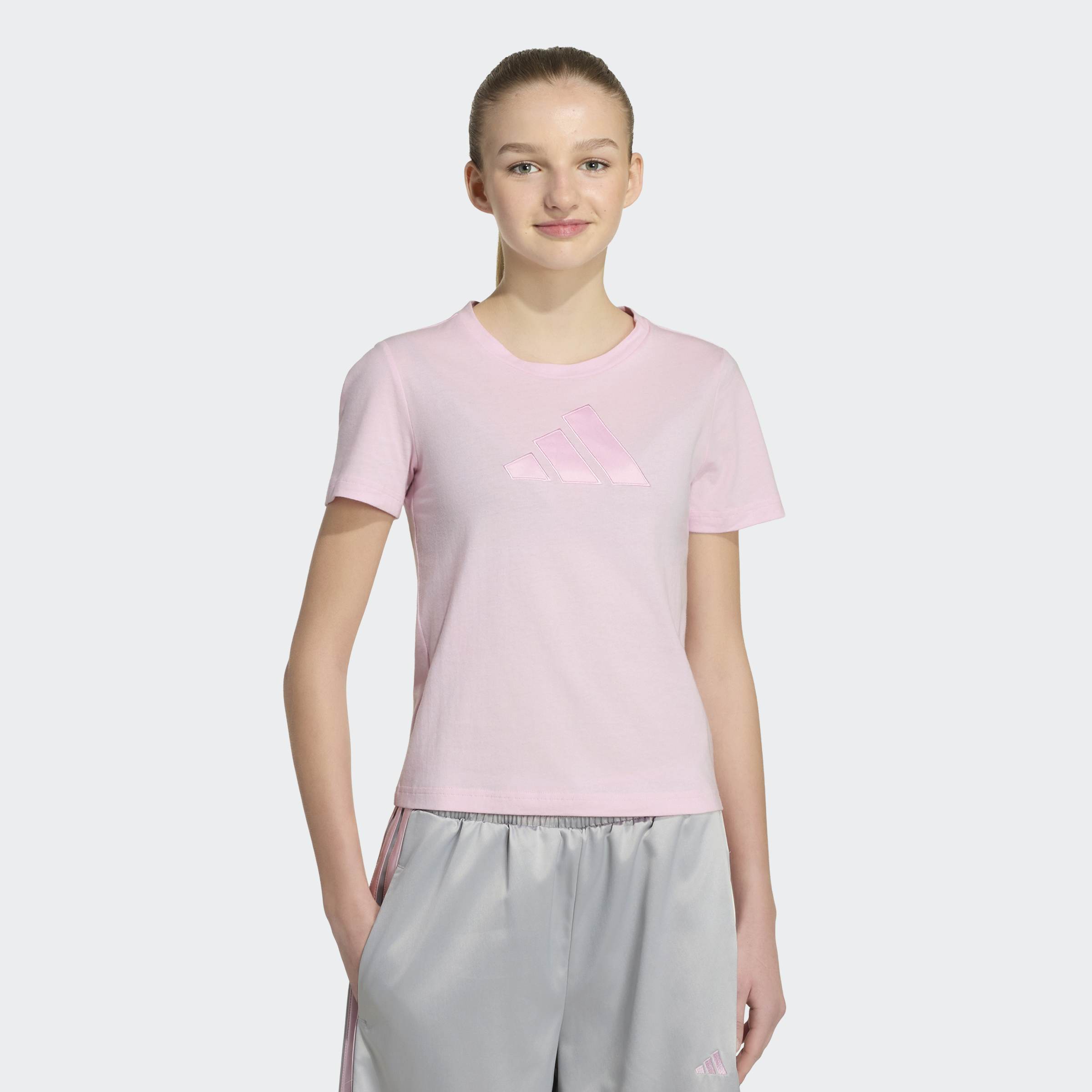 adidas Sportswear T-Shirt "JG SATIN TEE" für Kinder, mit Rundhalsausschnitt, ohne Verschluss, aus Baumwolle