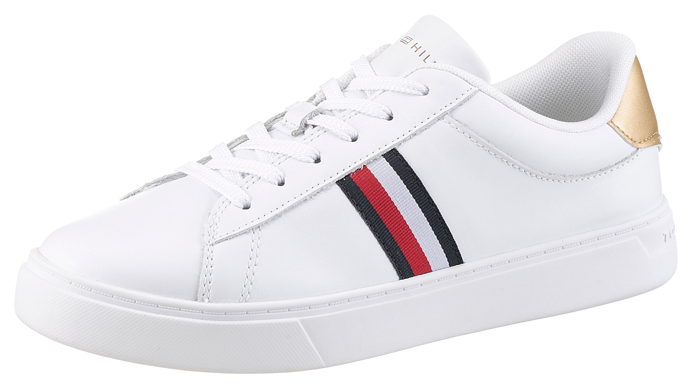 Tommy Hilfiger Plateausneaker »ESSENTIAL COURT SNEAKER STRPS«, Freizeitschuh, Halbschuh, Schnürschuh mit typischen Streifen