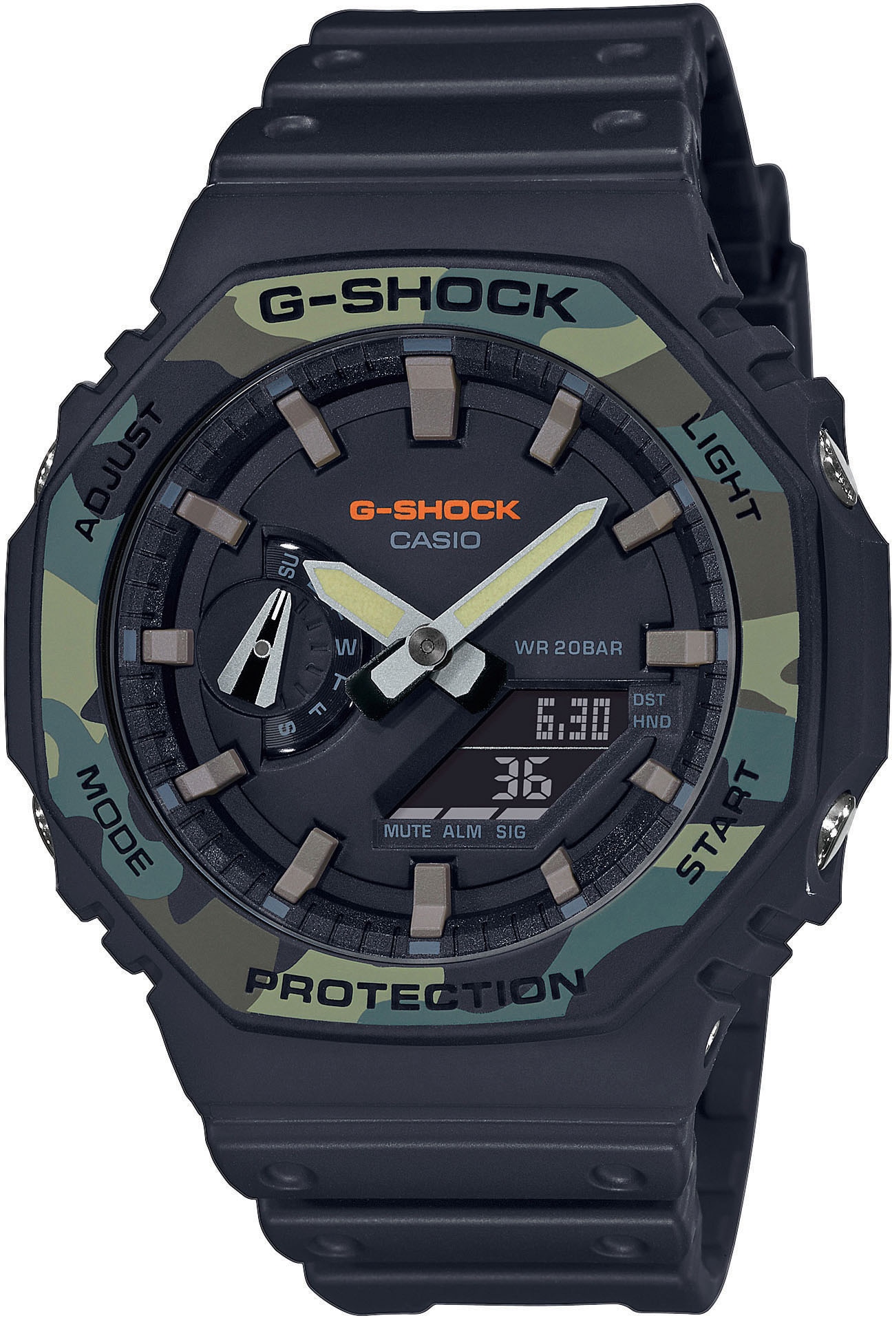 CASIO G-SHOCK Chronograph »GA-2100SU-1AER«, Quarzuhr, Armbanduhr, Herrenuhr, digital, bis 20 bar wasserdicht