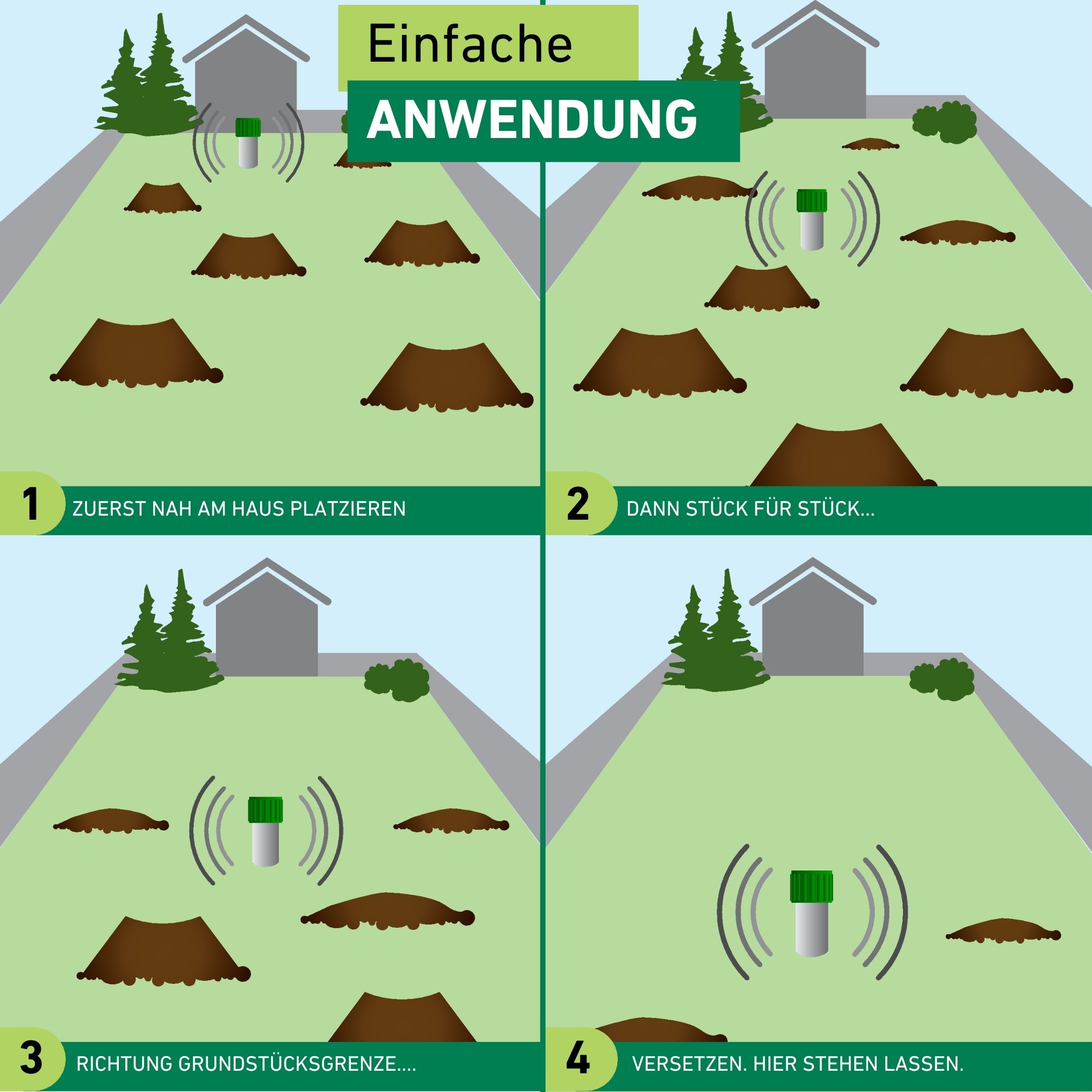 Windhager Ultraschall-Tierabwehr »Maulfwurfschreck und Wühlmausvertreiber Aluminium, batteriebetrieben« Wirkungsbereich 800 m² mit niederfrequenten Schallwellen