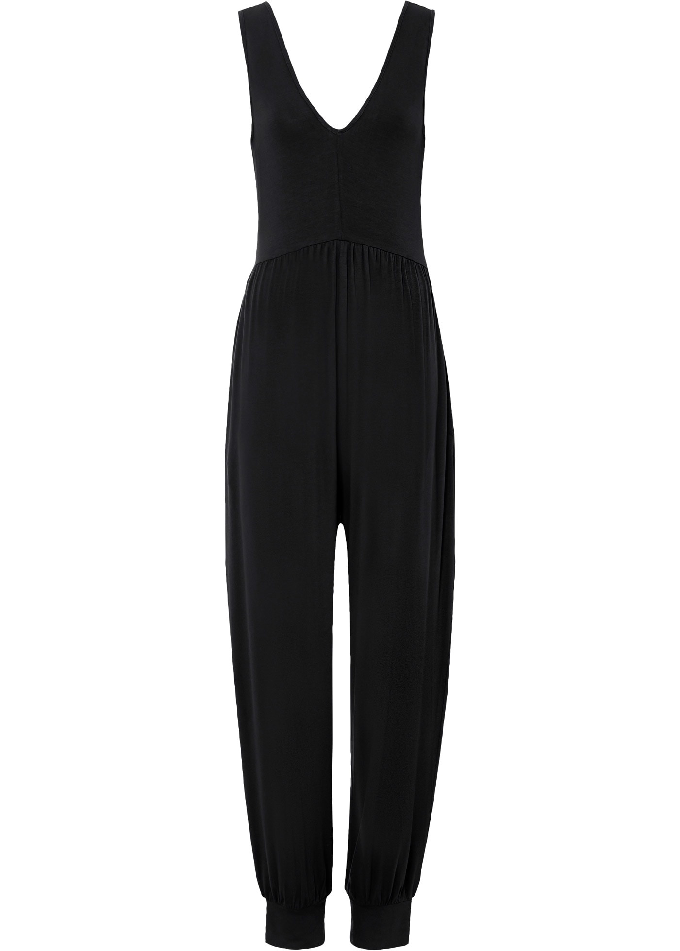 bonprix Jumpsuit bequeme Passform, ohne Ärmel, tiefer V-Ausschnitt