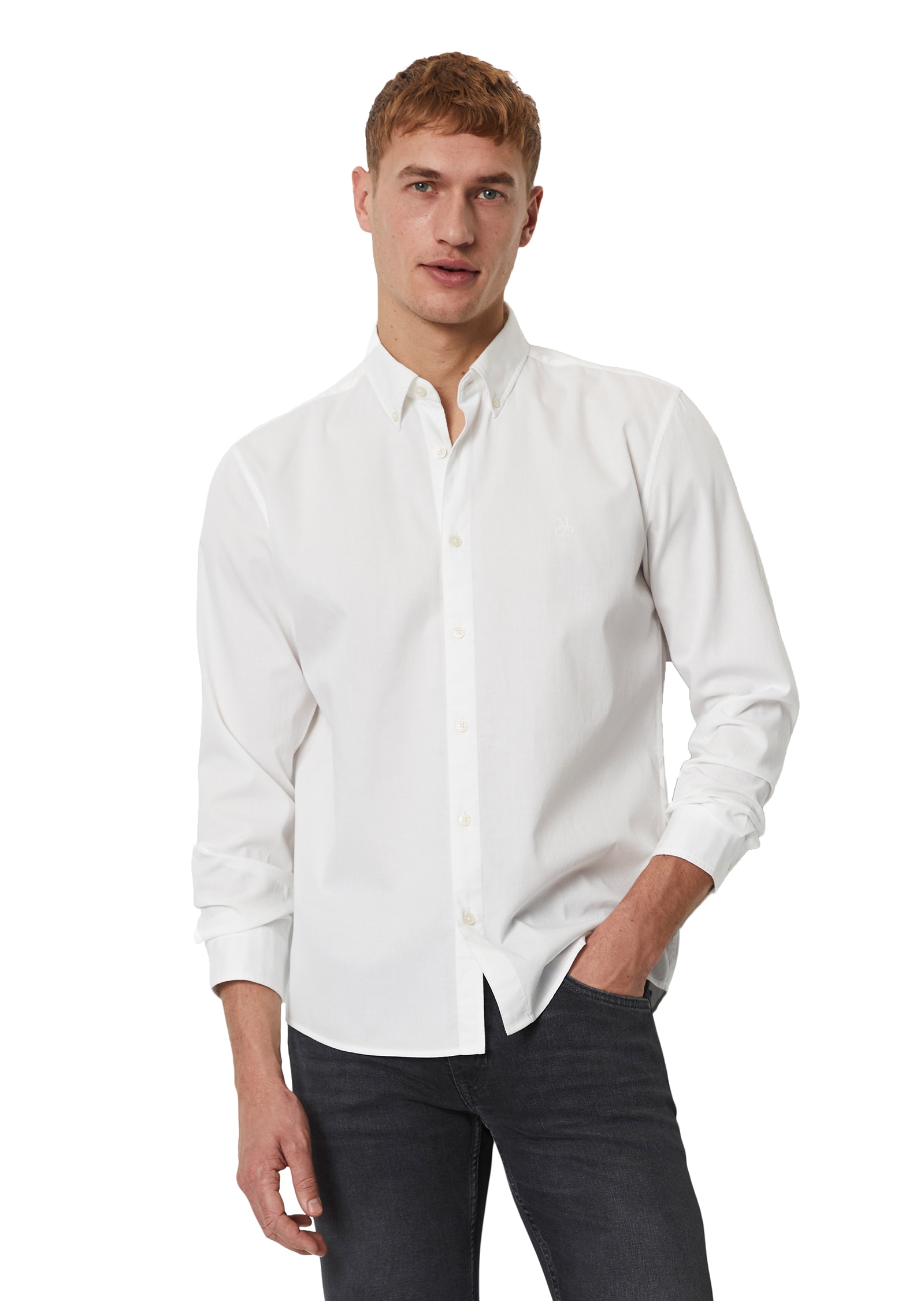 Marc OPolo Langarmhemd, regular fit aus Bio-Baumwolle, Button-down-Kragen, günstig online kaufen