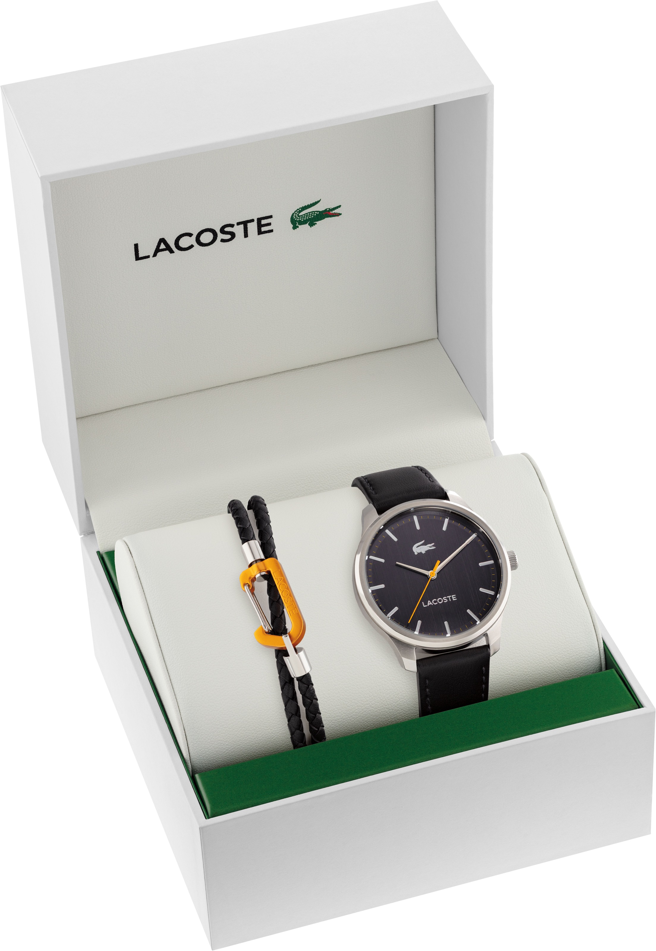 Lacoste Quarzuhr »LISBON«, (Set, 2 tlg., mit Lederarmband), Armbanduhr, Herrenuhr, Lederarmband, ideal auch als Geschenk, analog