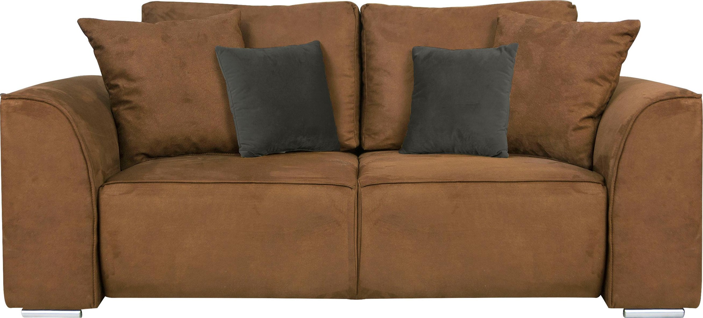 INOSIGN 2-Sitzer »BEATRICE, erhältlich in trendigen Stoffoptionen, B/T/H: 143/73/92 cm«, In hochwertiger Verarbeitung, incl. 2 großen Zierkissen in Korpusfarbe