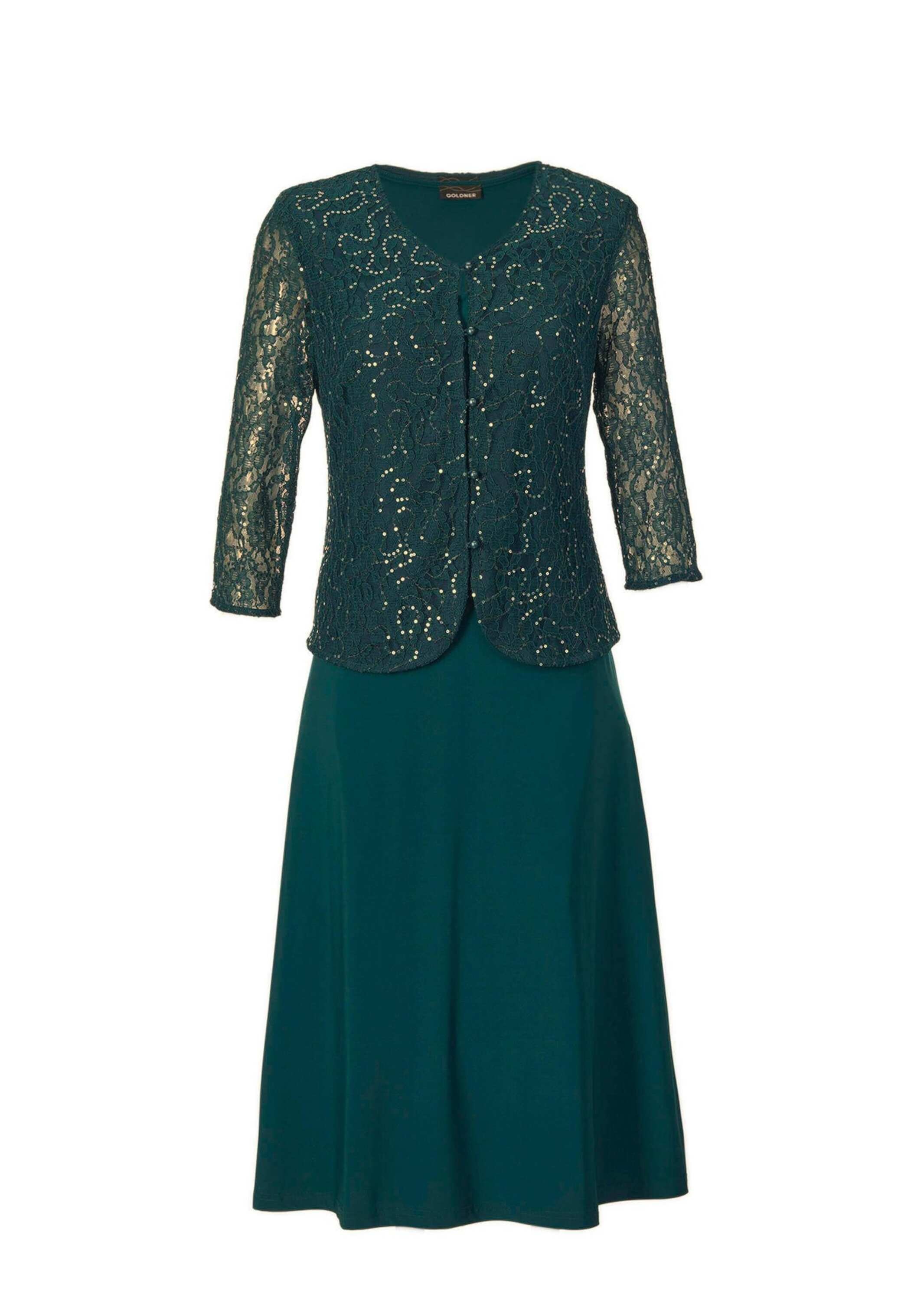 GOLDNER 2-in-1-Kleid "Kurzgröße Edler Zweiteiler mit Pailletten-Detail" Auch einzeln tragbar und vielseitig zu kombinieren