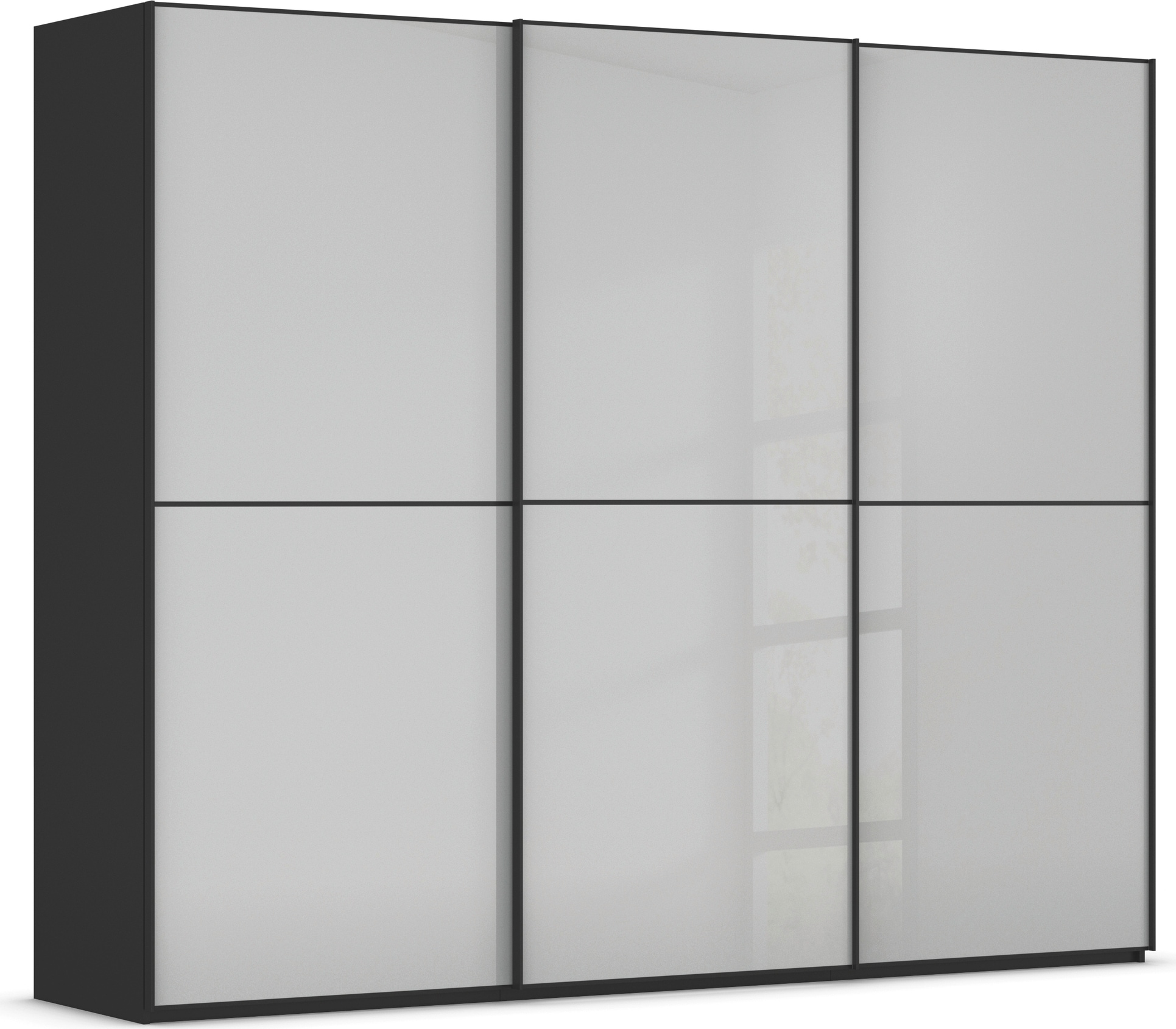 rauch Schwebetürenschrank "Kleiderschrank Schrank Garderobe Schlafzimmerschrank SCALE-DUO" edle zweigeteilte Türen Glas-Front mit 3 Zierleisten MADE IN GERMANY