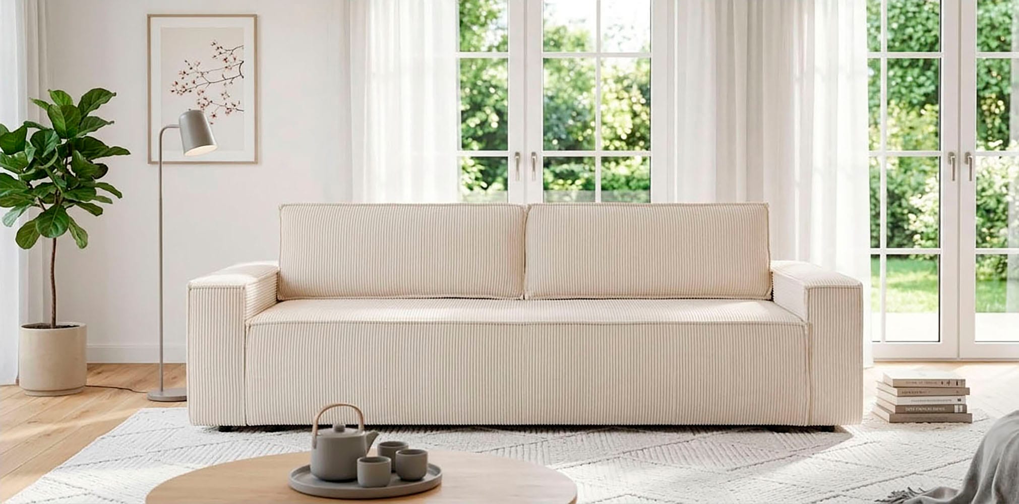 OTTO home Schlafsofa »CASSI 3-Sitzer, 240 cm - OTTO. Verlässliche Qualität.« Schlaffunktion (134/200), Bettkasten, Cord, Unser Tiefpreis