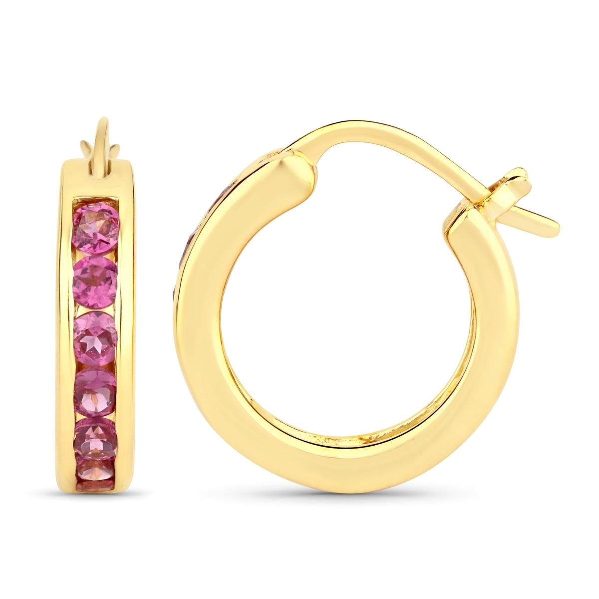 Paar Creolen RAFAELA DONATA "Set: K84", gelbgold, rosa, rot, Ohrringe, Damen, 18, aus Sterling Silber 2