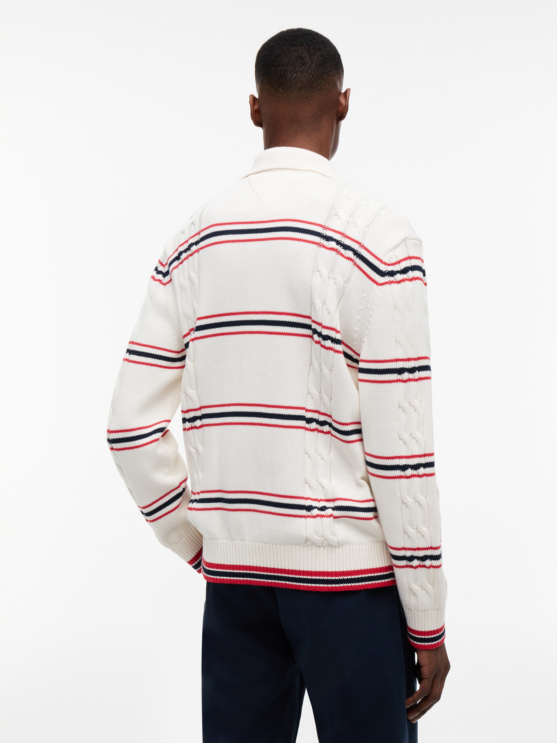 Tommy Jeans Polokragenpullover »REGULAR STRIPE CABLE KNIT POLO« Regular fit mit Polokragen