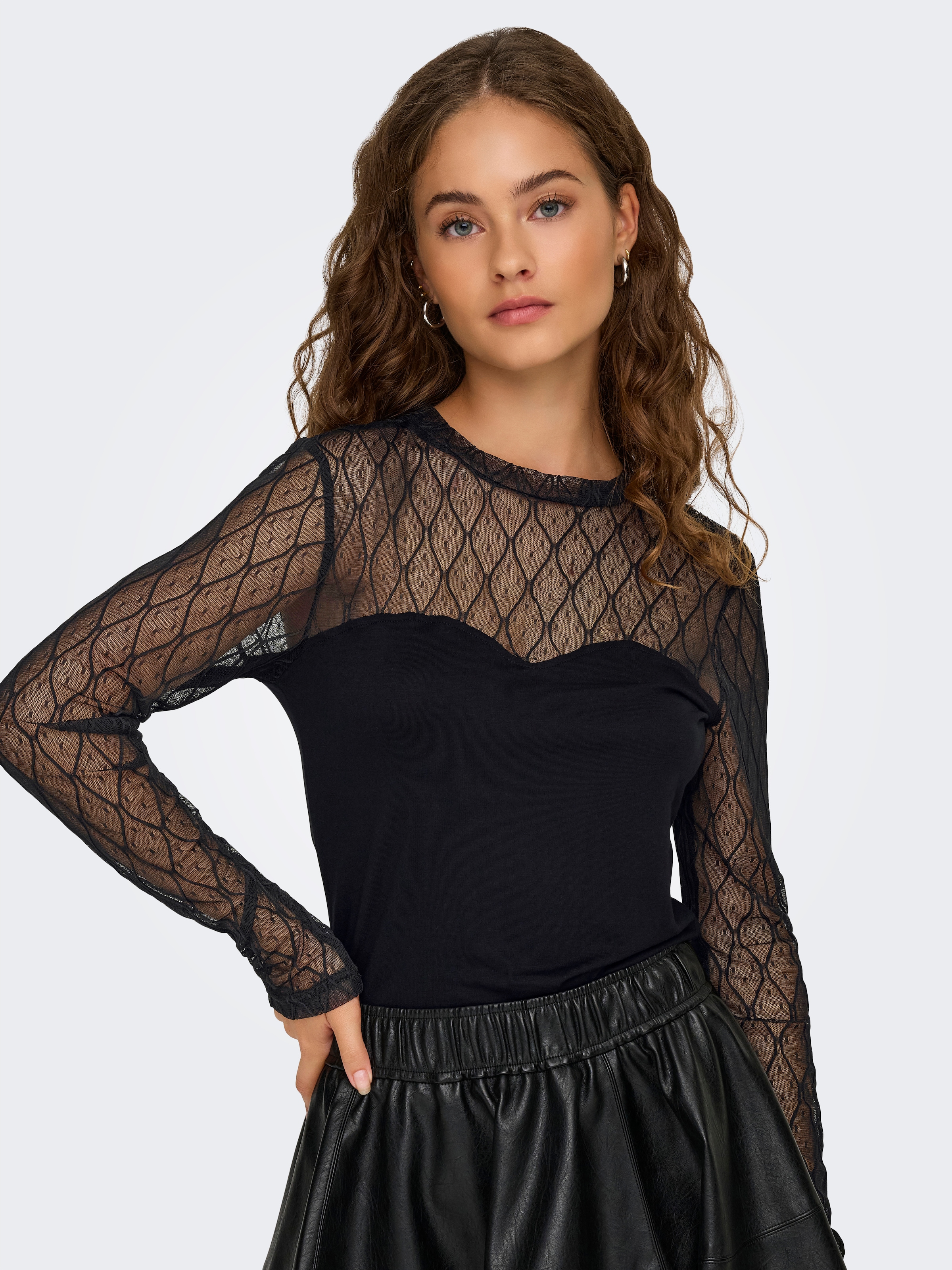 ONLY Spitzenshirt "ONLSALINA L/S LACE MIX TOP JRS" günstig online kaufen