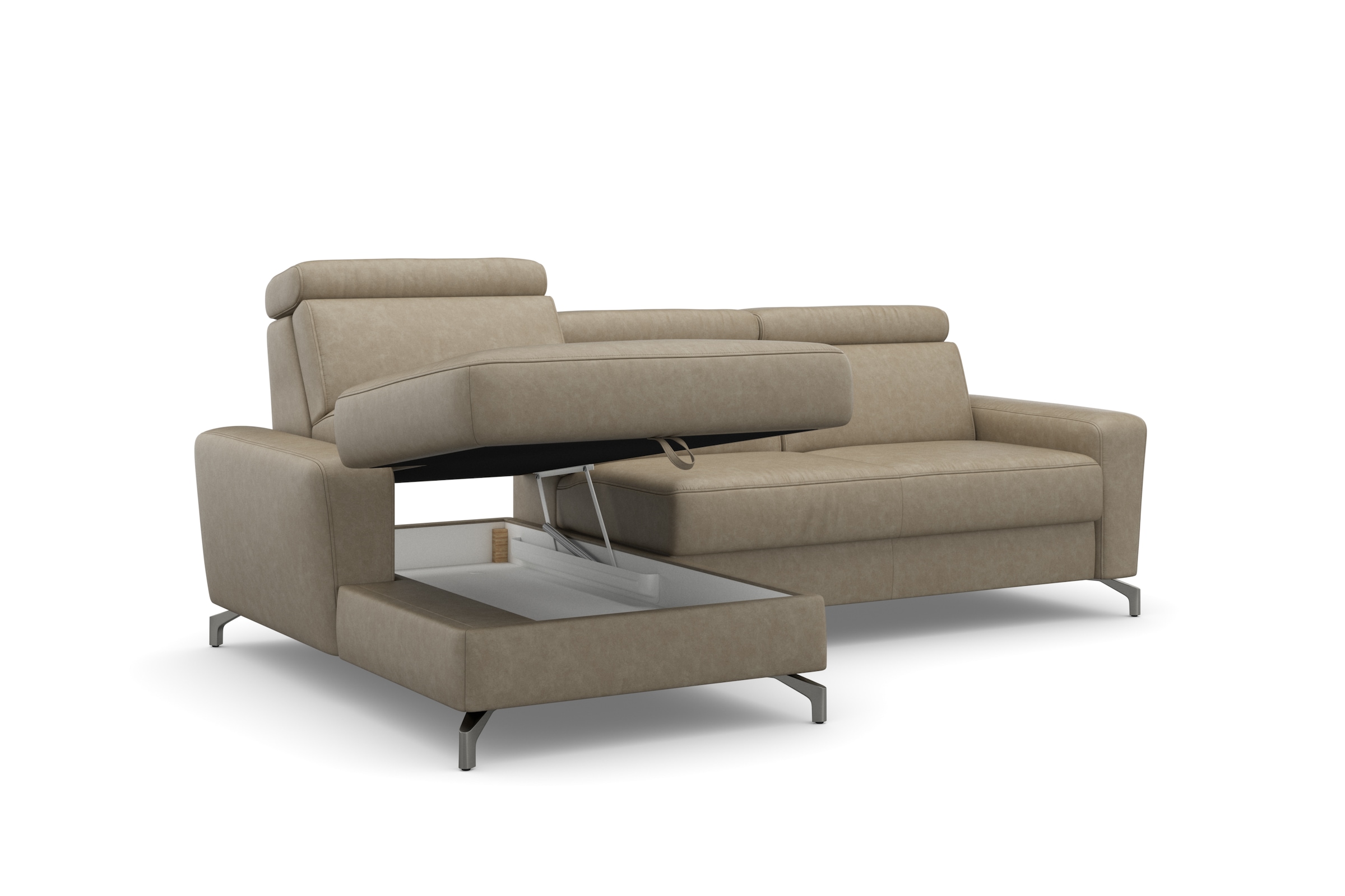 sit&more Ecksofa »Scarlett L-Form«, inklusive Kopfteilverstellung, wahlweise mit Bettfunktion, Bettkasten