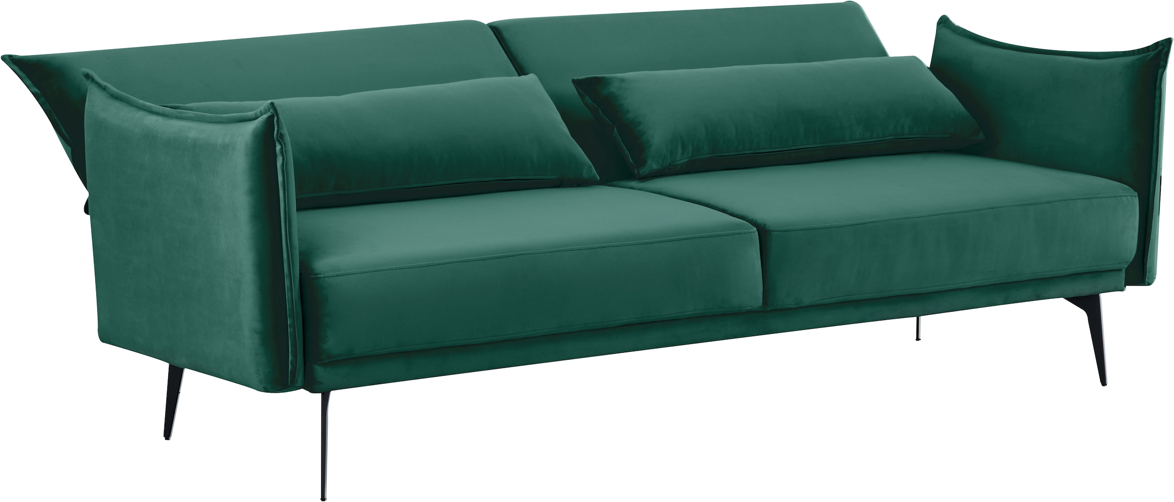 INOSIGN Schlafsofa »TULARE, 204 cm, klappbarer 3-Sitzer mit verstellbarer Rückenlehne,«, Schlaffunktion, Velvet-Samtvelours u. Webstoff