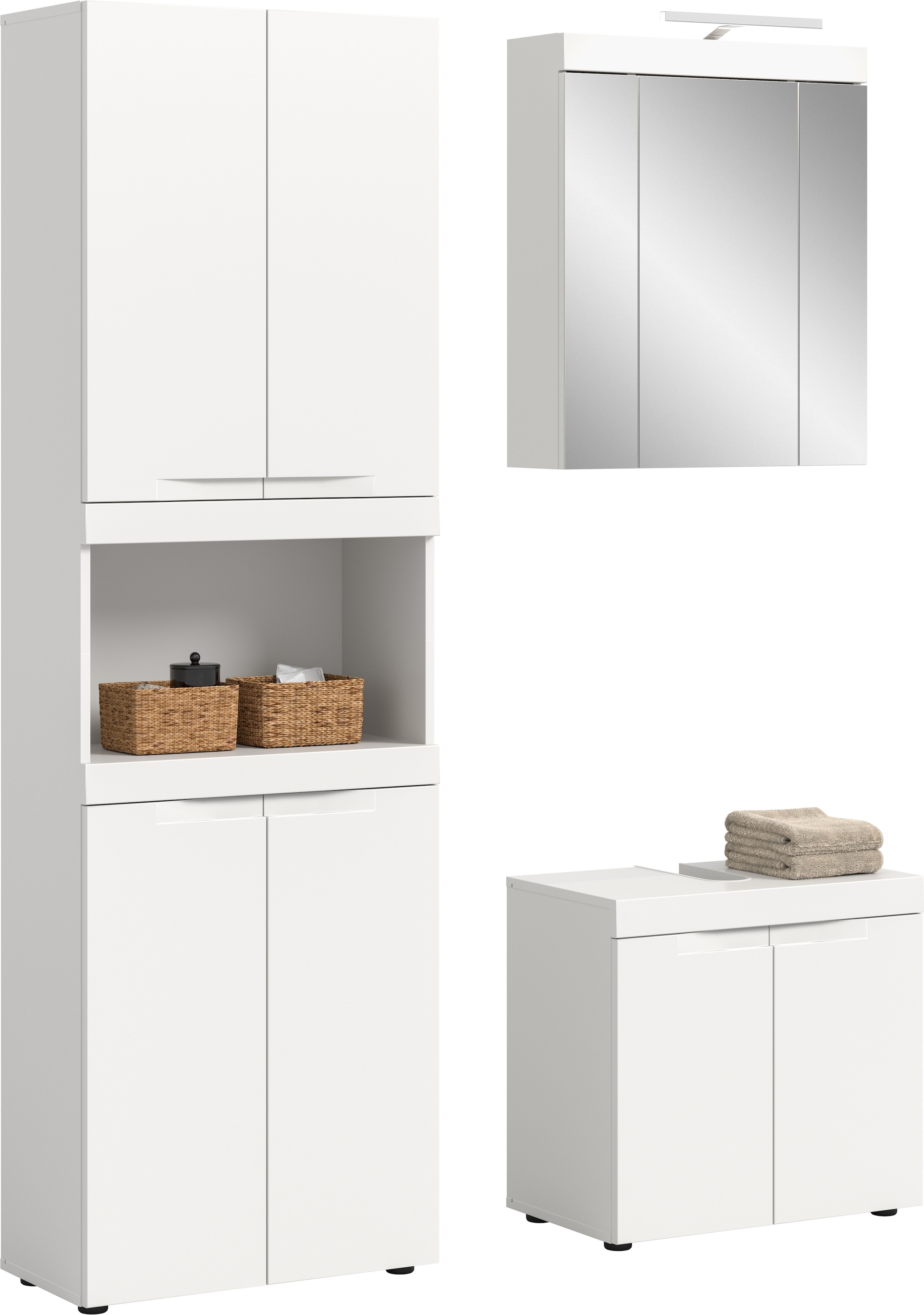 OTTO home Badmöbel-Set "MAOI, 3-tlg. Badkombi, hochwertige MDF Front, optional mit Beleuchtung"