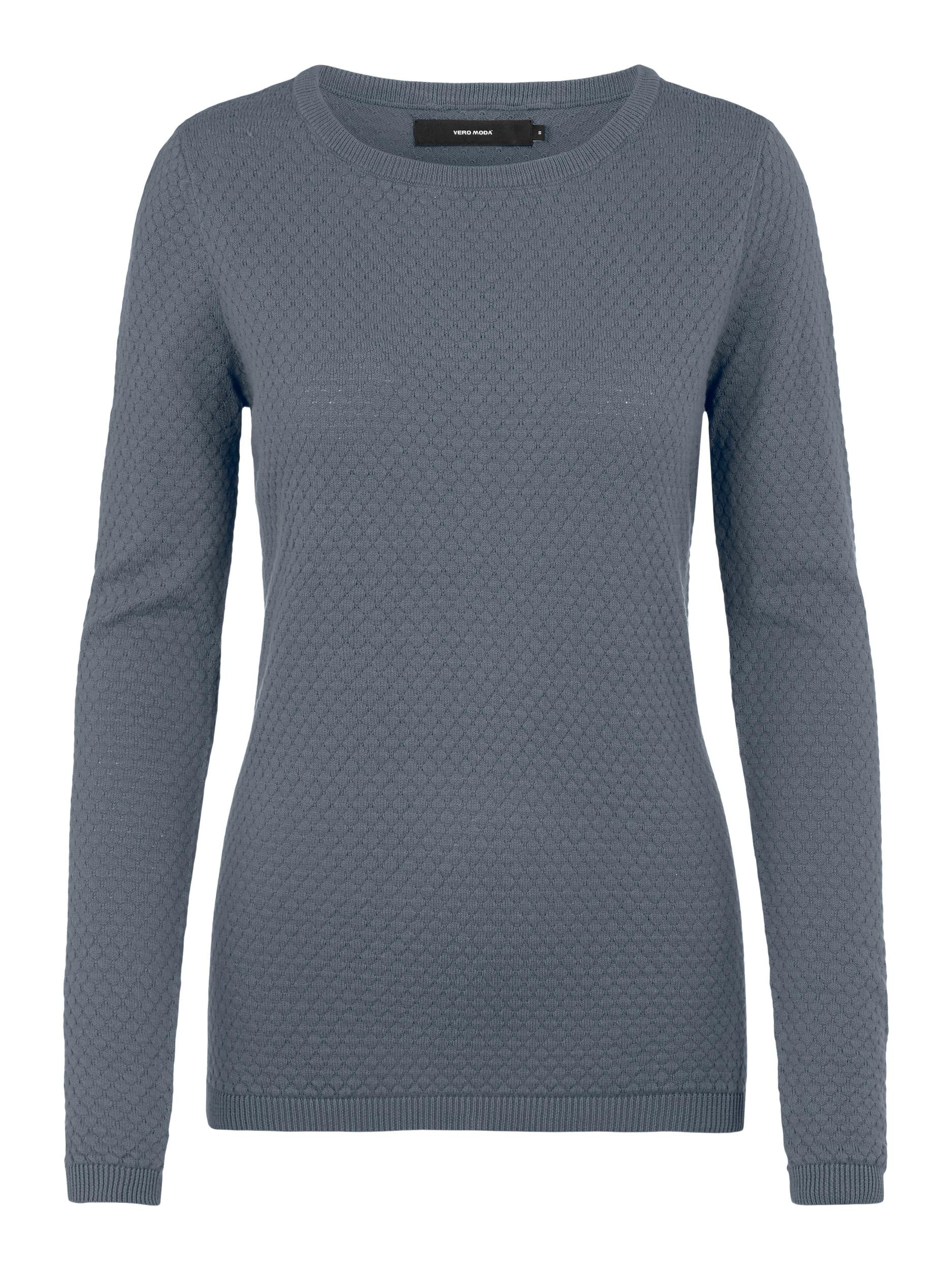 Vero Moda Rundhalspullover »VMCARE STRUCTURE LS O-NECK BLOU NOOS« mit Strukturmuster