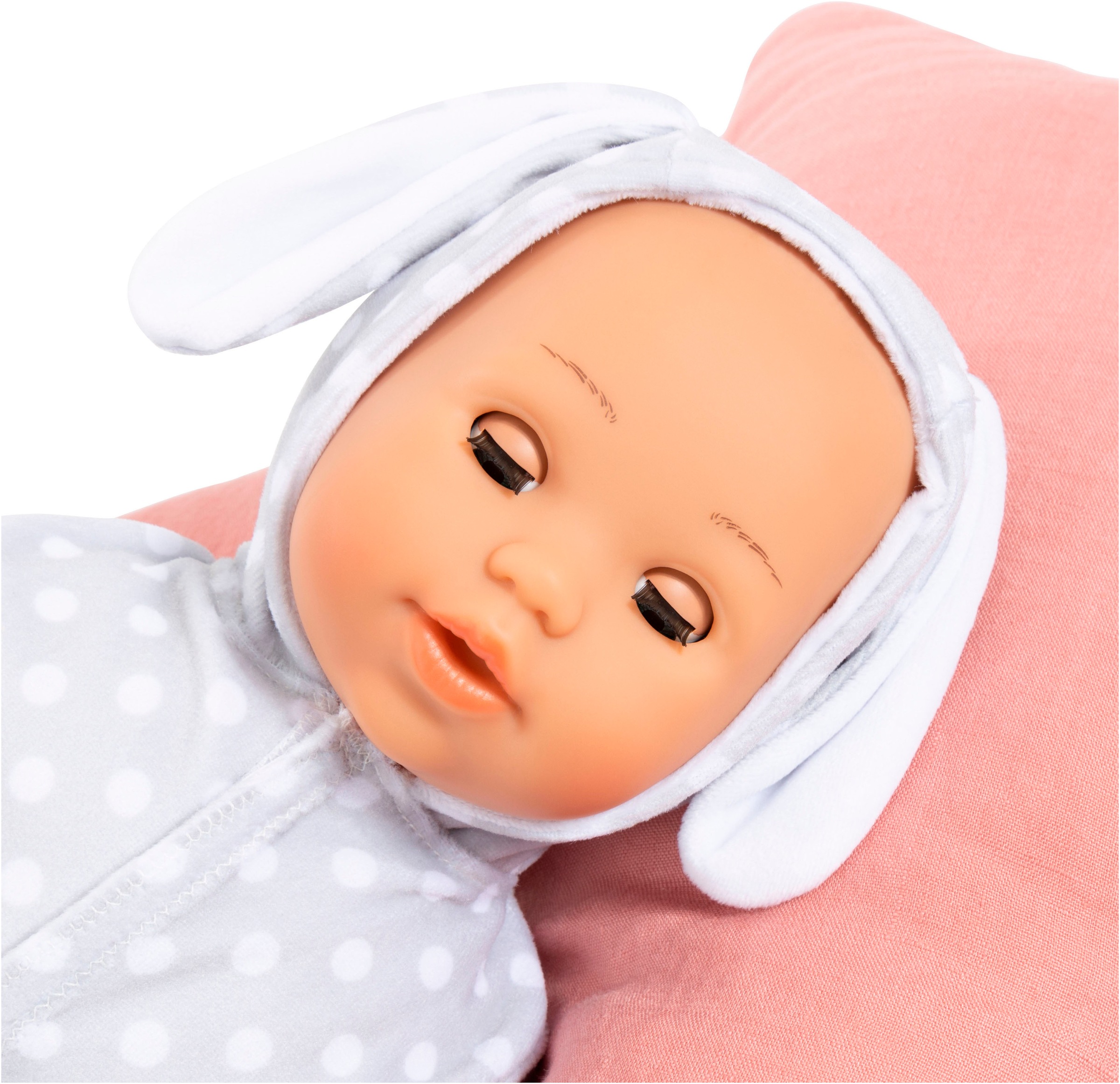 Bayer Babypuppe »First Words Baby, Anna 38 cm, grau« mit Schlafaugen und Babygeräuschen