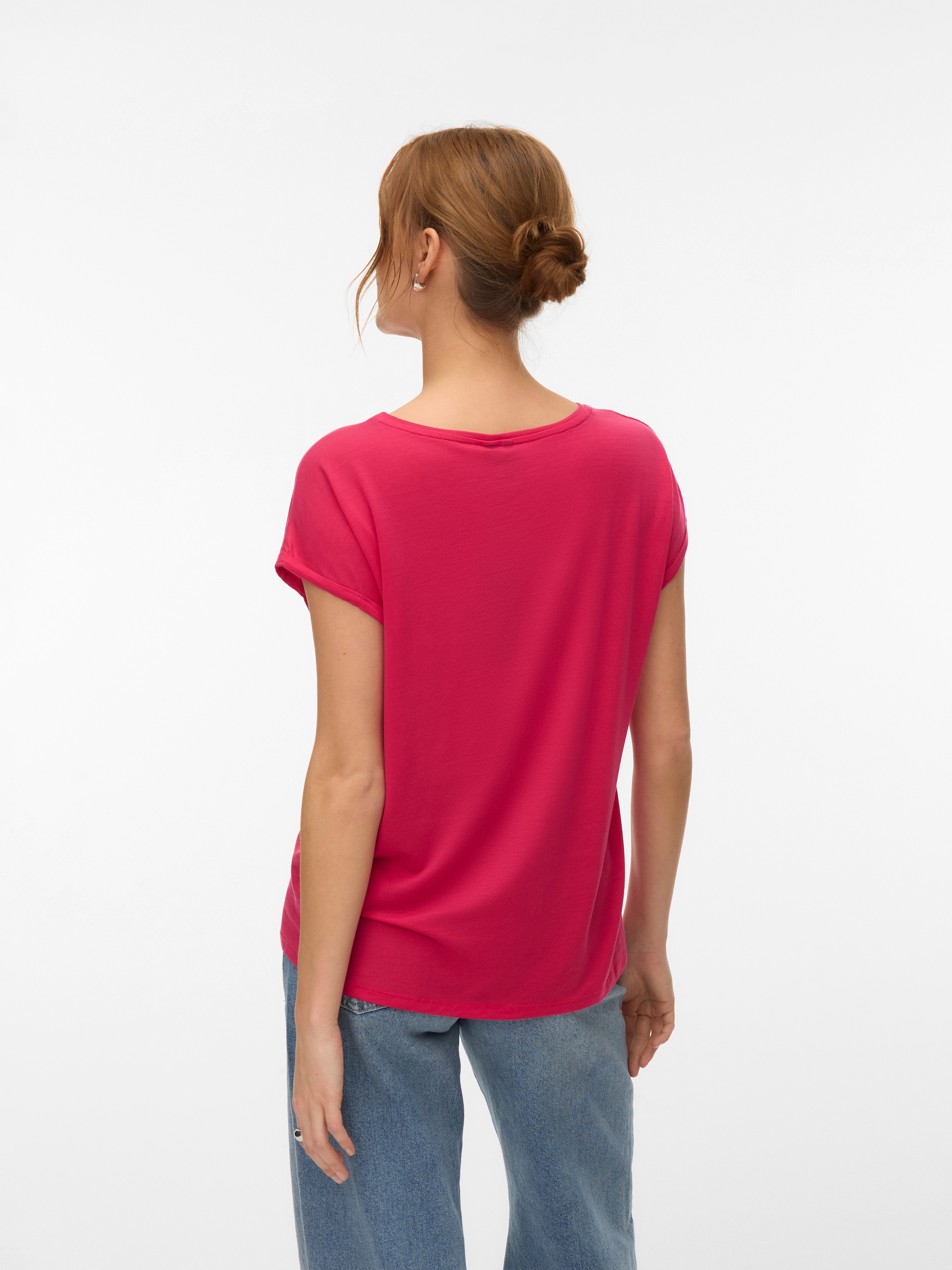 Vero Moda Rundhalsshirt "VMAVA PLAIN SS TOP GAJRS NOOS" Materialmix, regula günstig online kaufen