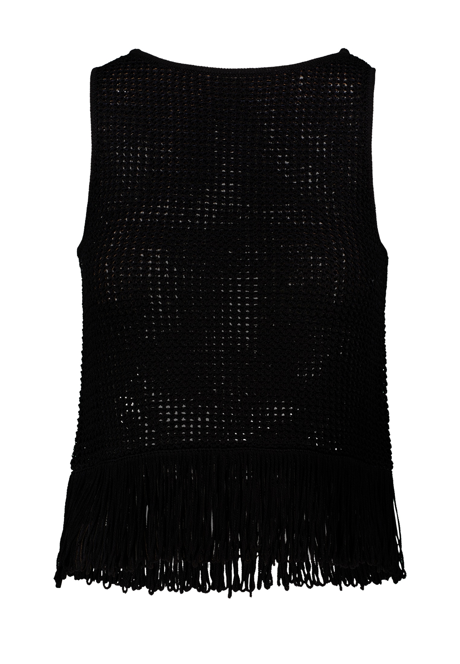 Zero Strickpullover »zero Stricktop mit Fransen«, (1 tlg.), Lochmuster