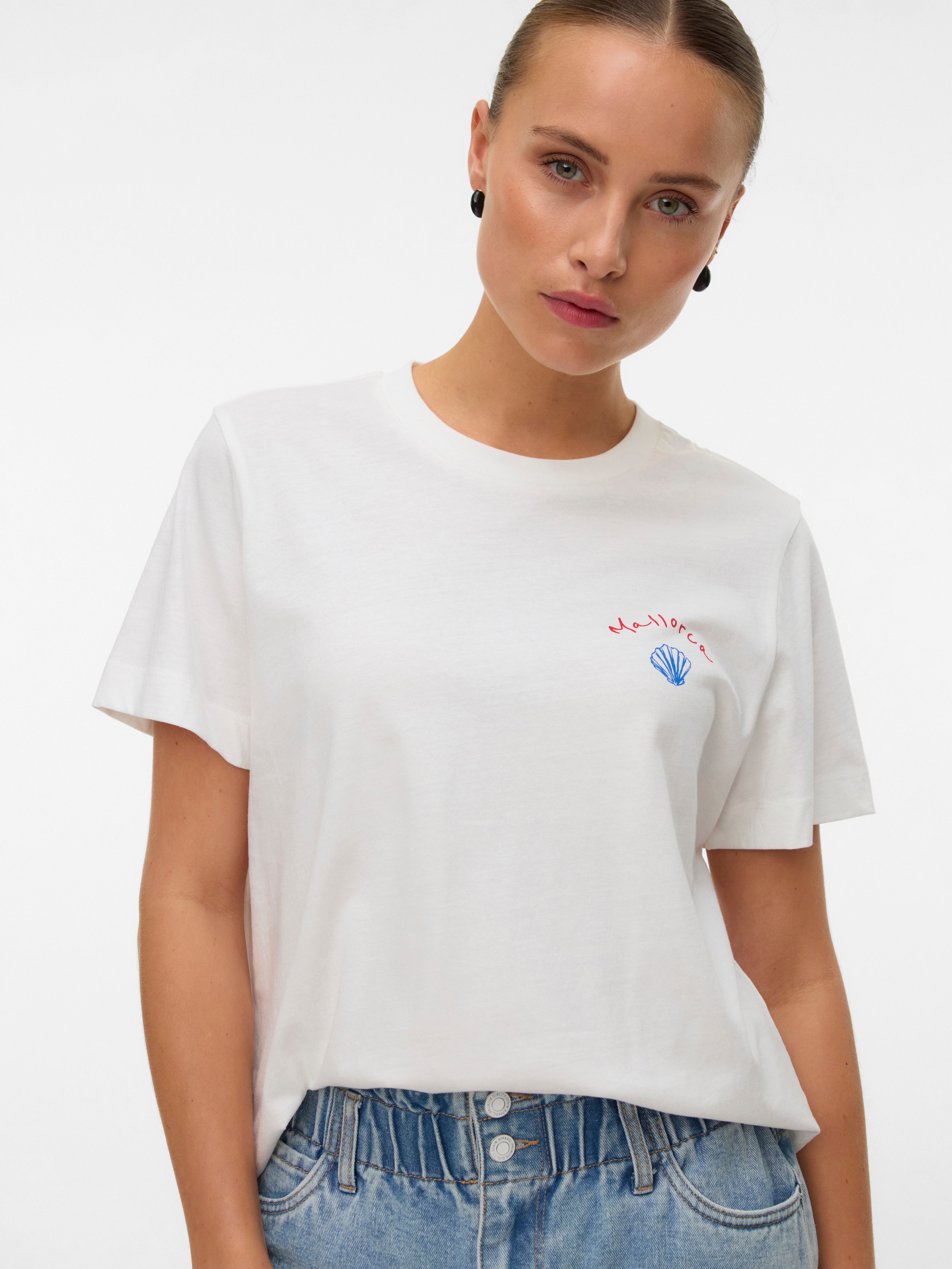 Vero Moda T-Shirt "VMGINA METTE SS TOP BOX JRS" Baumwolle