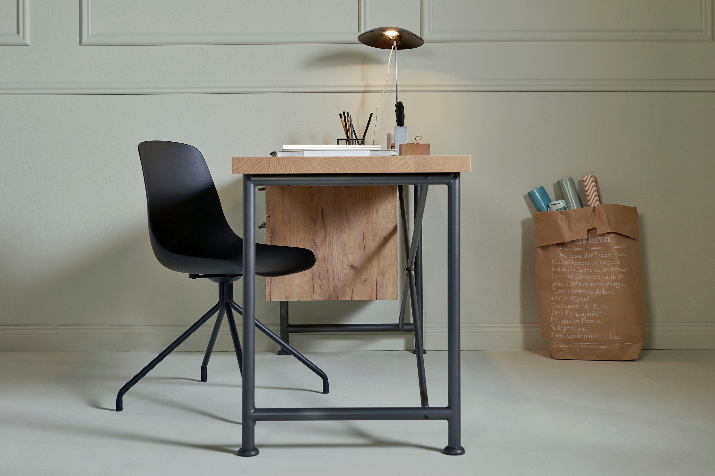 Jahnke Schreibtisch »CRAFT«, Schreibtisch im Industrie-Design, wechselseitig montierbar