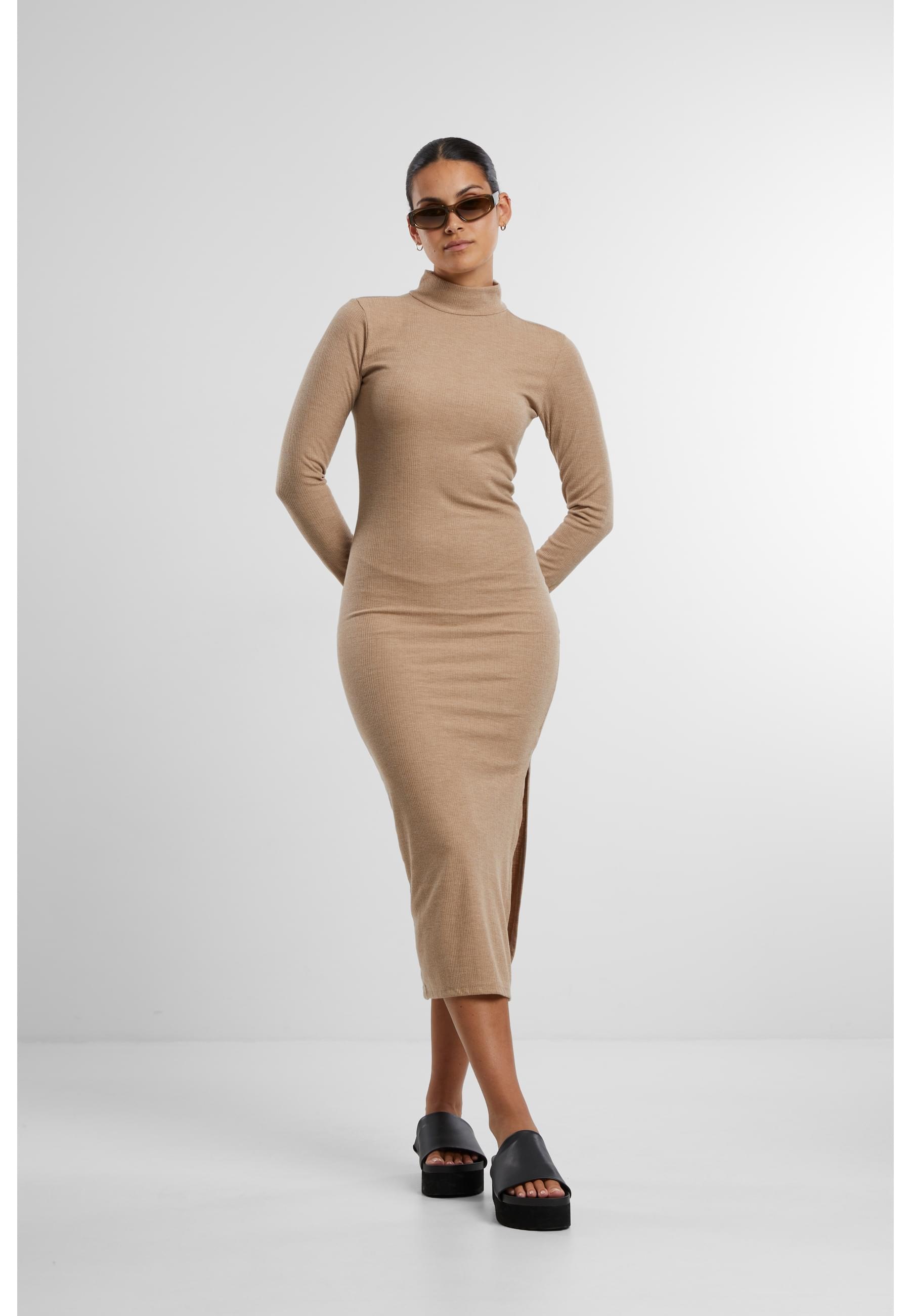 URBAN CLASSICS Shirtkleid »Urban Classics Ladies Rib Longlseeve Mockneck Dress«, (1 tlg.)
