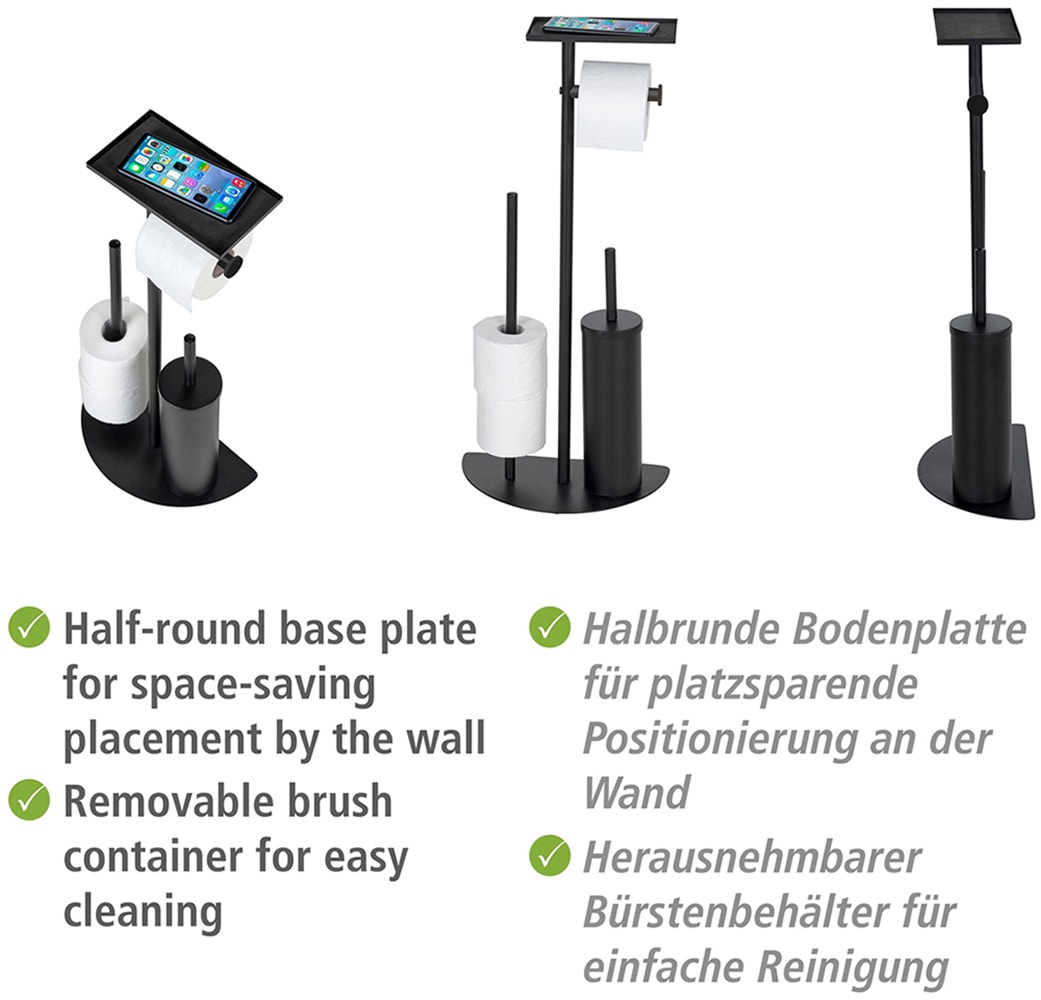 WENKO WC-Garnitur »Modell Cosenza Neo«, aus Metall-Kunststoff, platzsparende 4-in-1 Standgarnitur mit Ablage, lackierter Stahl
