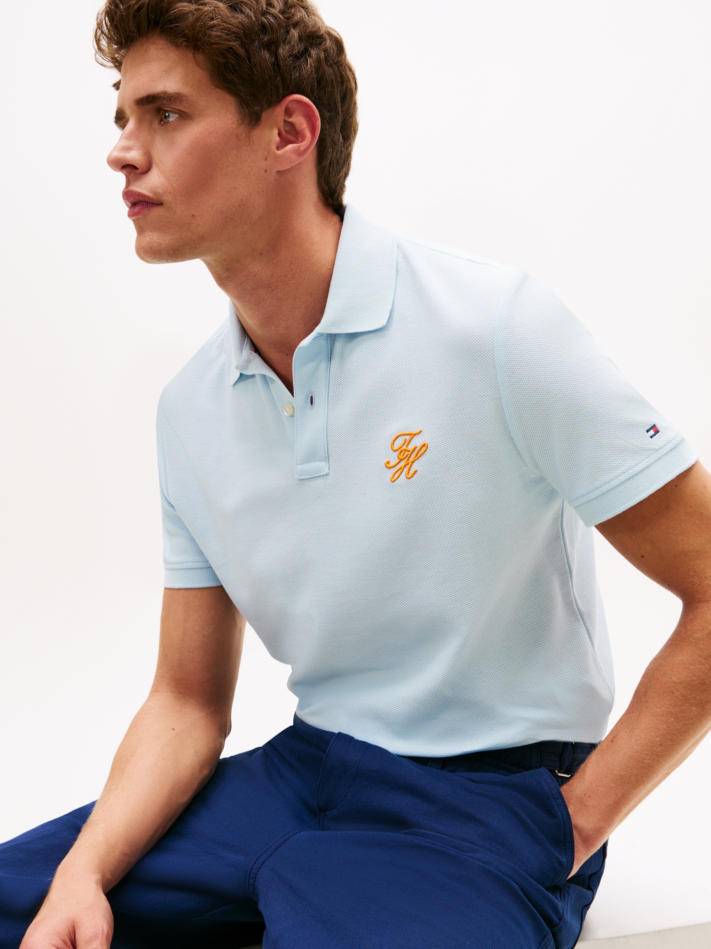 Tommy Hilfiger Poloshirt "TH SCRIPT REGULAR" aus Piqué mit Logo günstig online kaufen