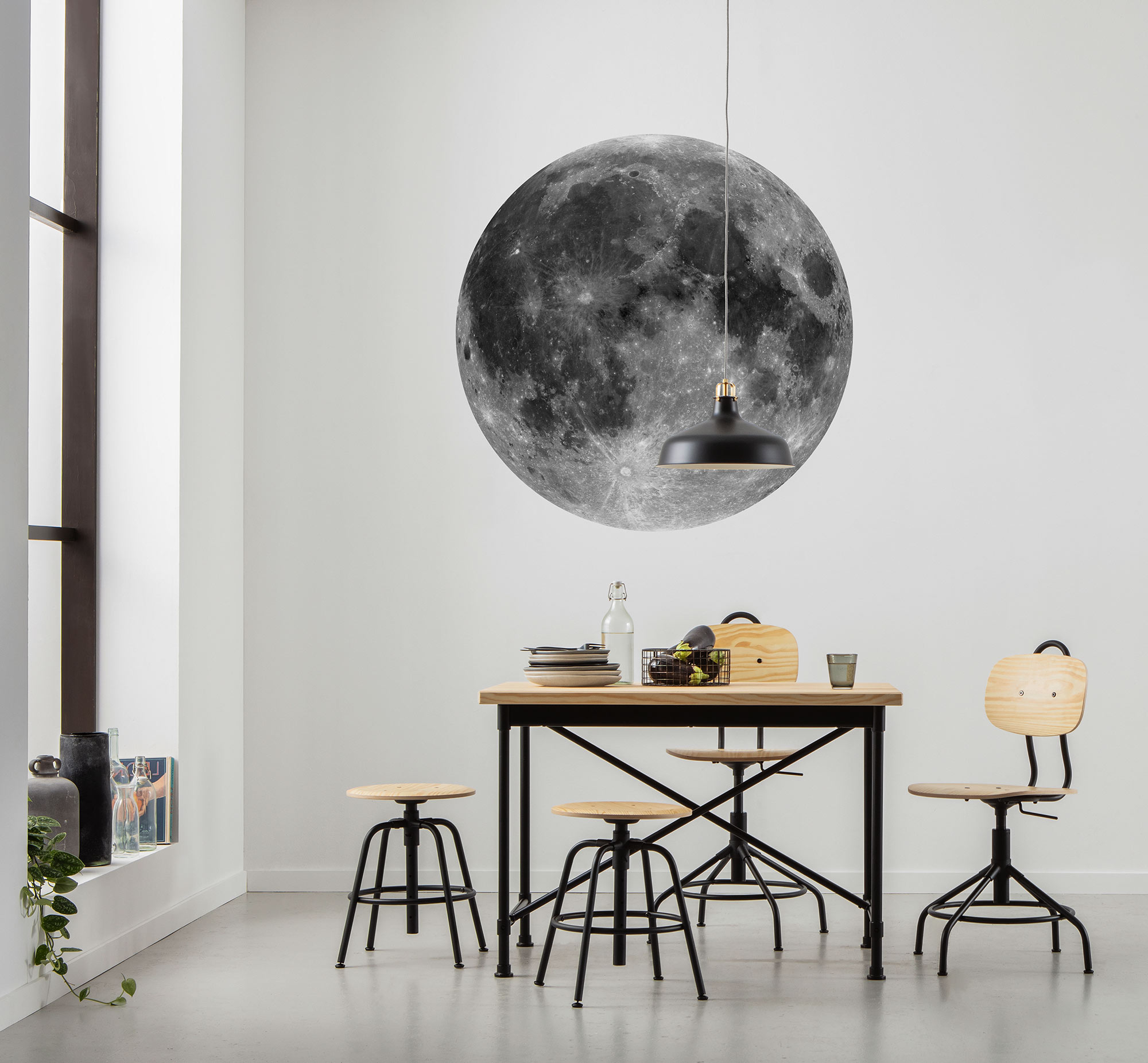 Komar Fototapete "Dot - selbstklebende Vlies Fototapete - Moon - Größe 125 x 125 cm" Motiv bedruckt glatt