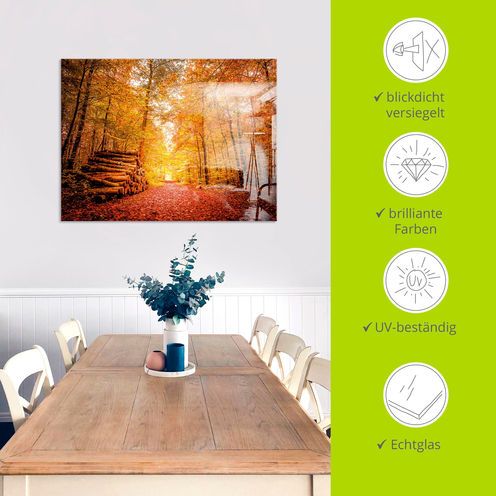 Artland Glasbild »Herbstlandschaft«, Vier Jahreszeiten, (1 St.), in verschiedenen Größen