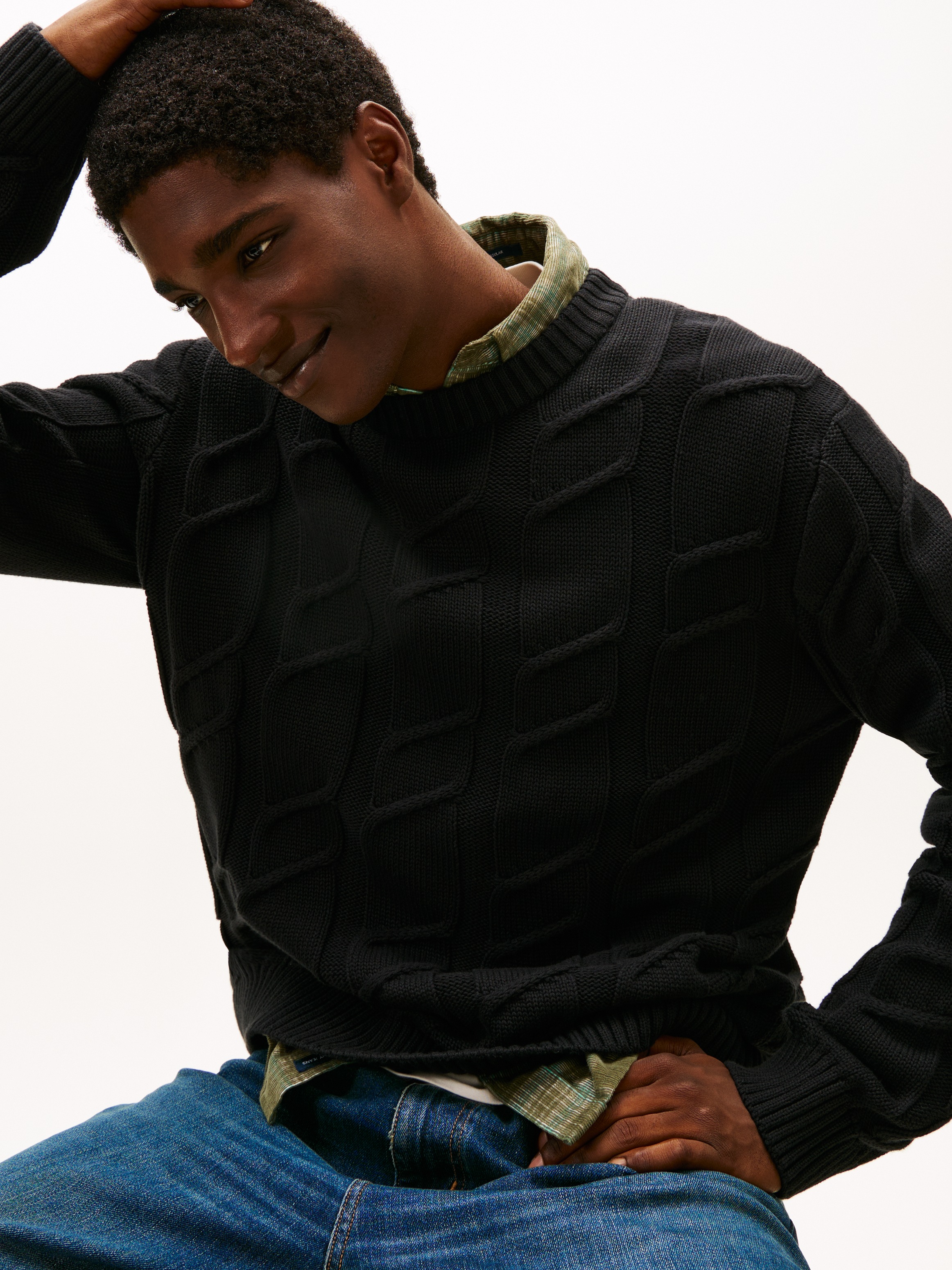 Tommy Jeans Rundhalspullover "TJM REG CHUNKY CABLE" Grobstrick mit Zopfmust günstig online kaufen