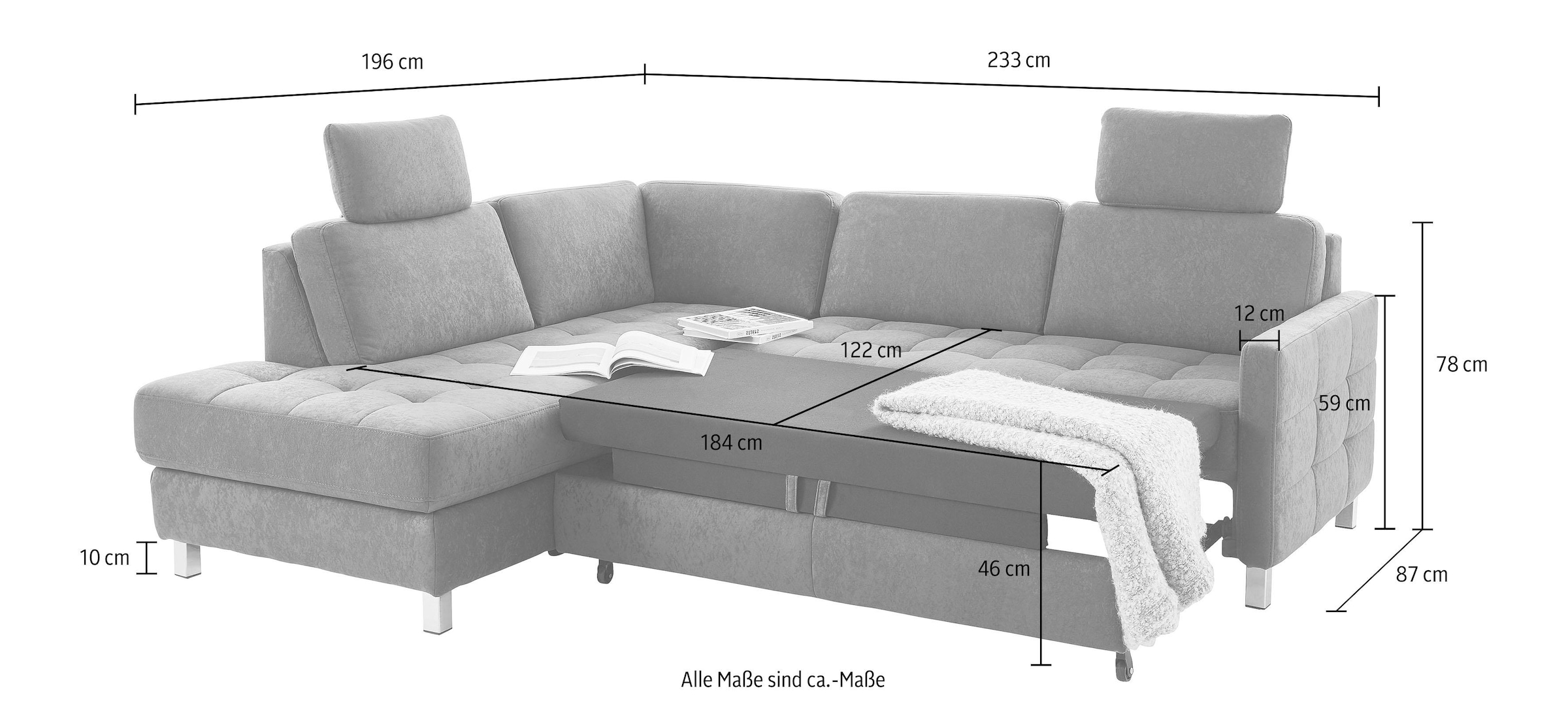 sit&more Ecksofa »Pablo L-Form«, wahlweise mit Bettfunktion