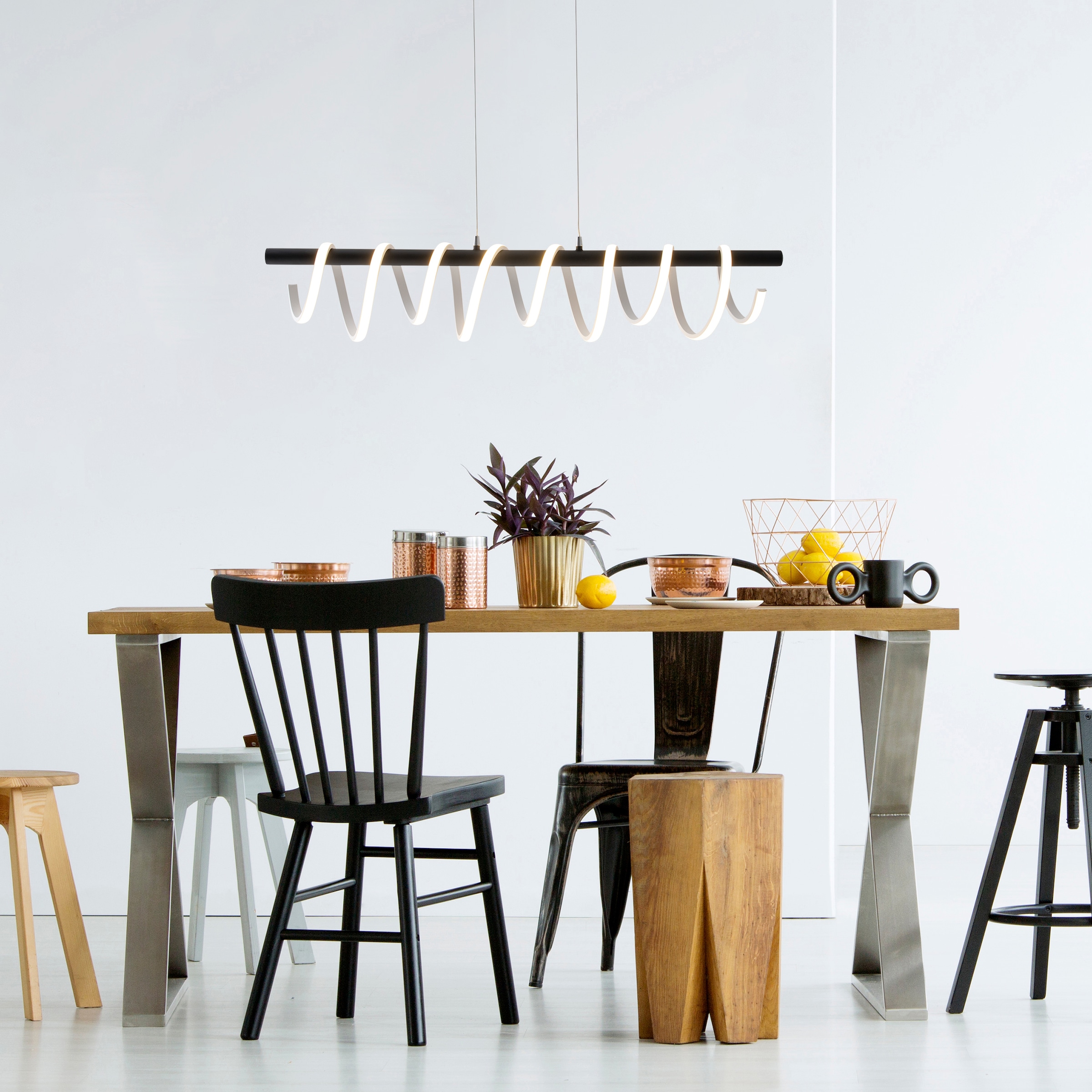 näve LED Pendelleuchte »Belleza«, Leuchtmittel LED-Board | LED fest integriert, 3 Stufen dimmbar über Wandschalter, schwarz/weiß, Effizienzklasse: F