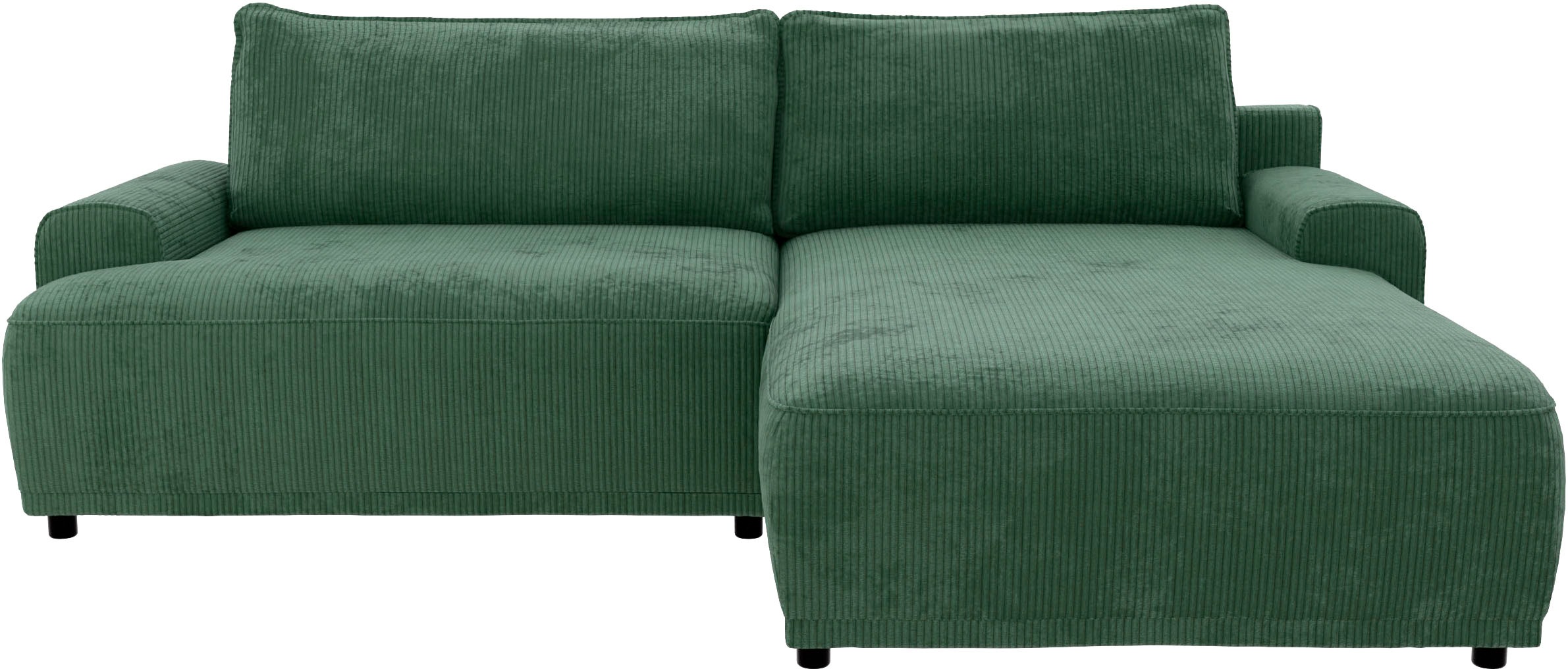 TRENDMANUFAKTUR Ecksofa »Fordon, Schlafsofa mit Bettkasten, Couch in L-Form, Breite 250 cm«, in Cordstoff HYPER, dunkelgrün, Recamiere rechts