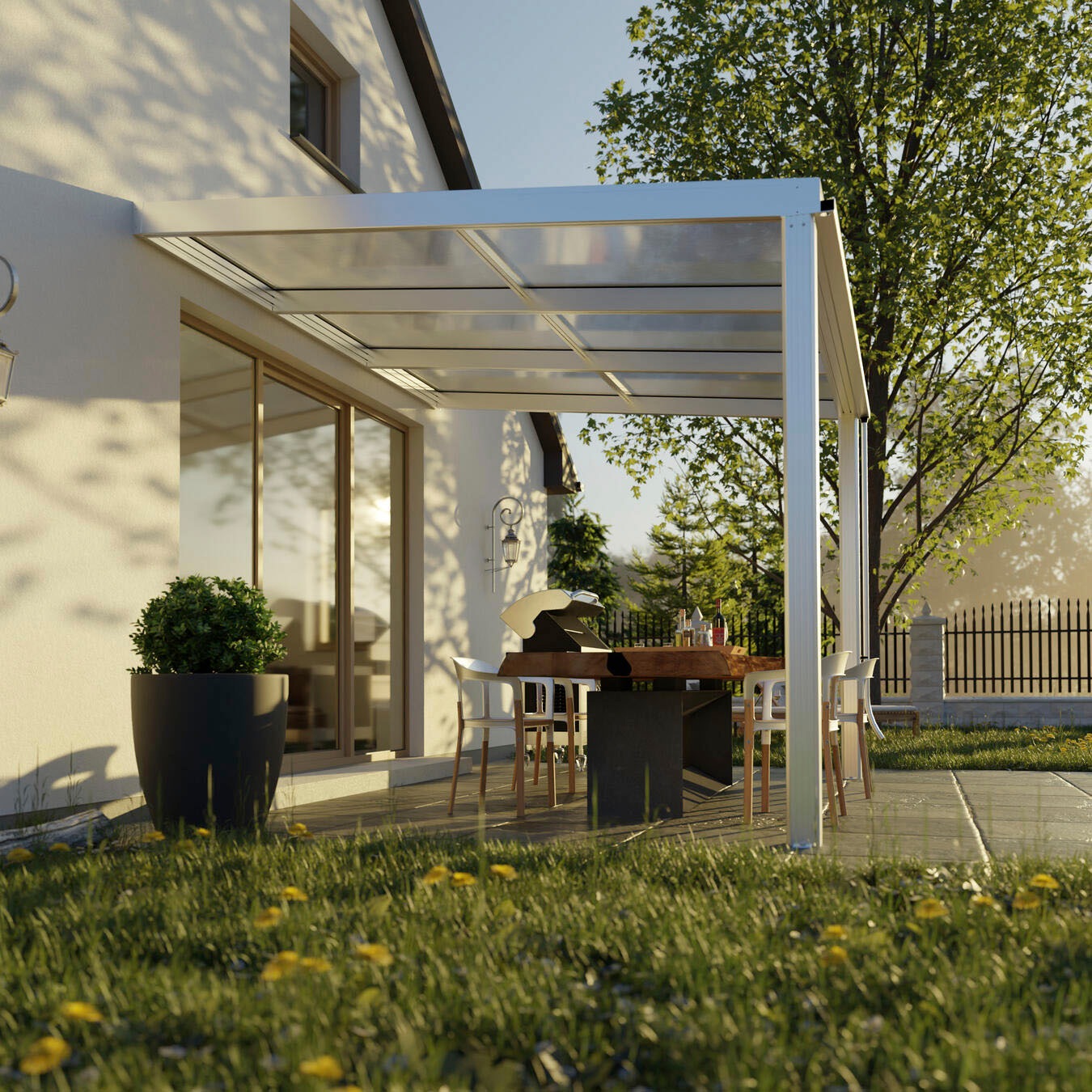Terrassendach BECKMANN "Exklusiv Gr. 1", grau (anthrazit), B:307cm T:270,7cm, Aluminium, Kunststoff, Terrassenüberdachungen 3