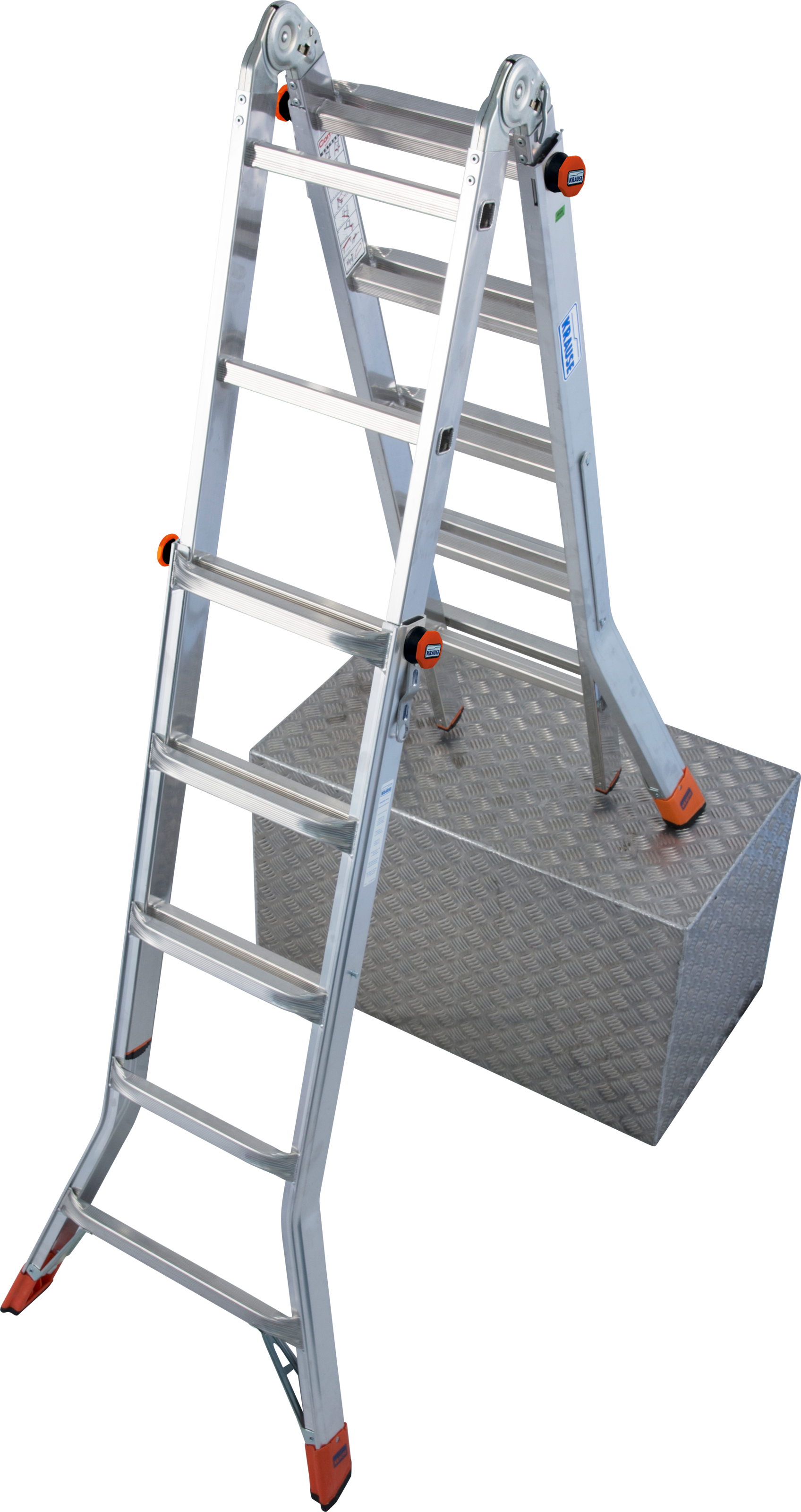 KRAUSE Teleskopleiter "MONTO TeleMatic", 4x6 Sprossen, silber, Leitern