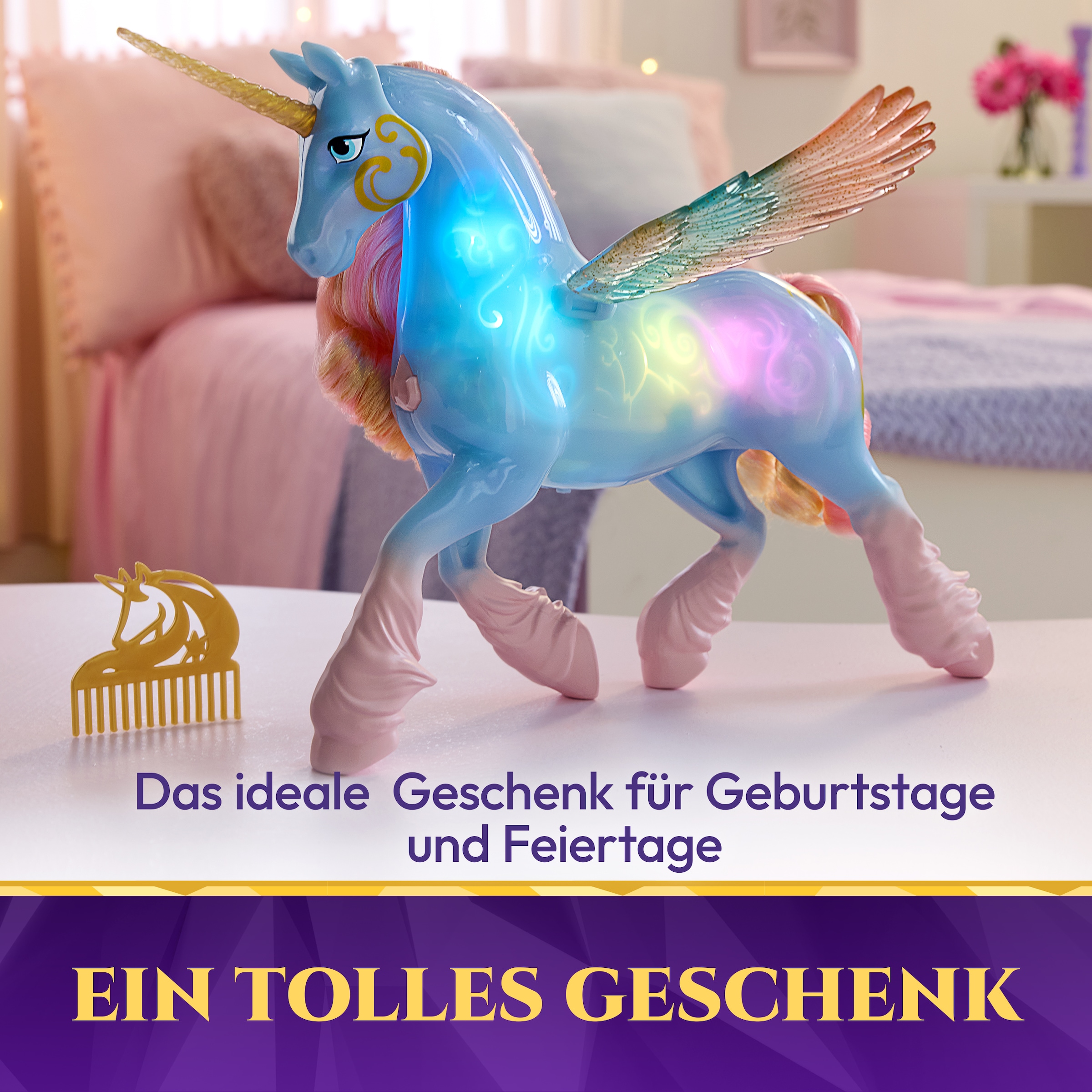 Spin Master Anziehpuppe »Unicorn Academy - Glow Magic Skywind, interaktives Einhorn« mit Licht und Sound