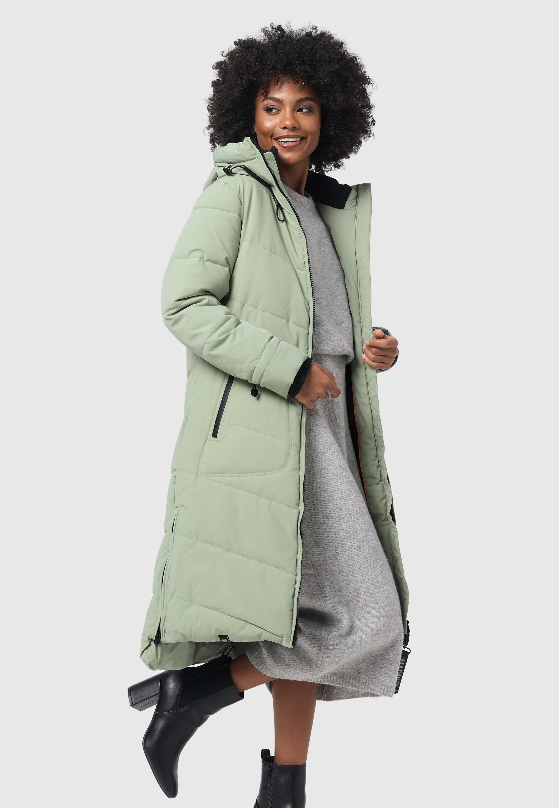 Marikoo Winterjacke »Benikoo«, mit Kapuze, langer Winter Mantel gesteppt