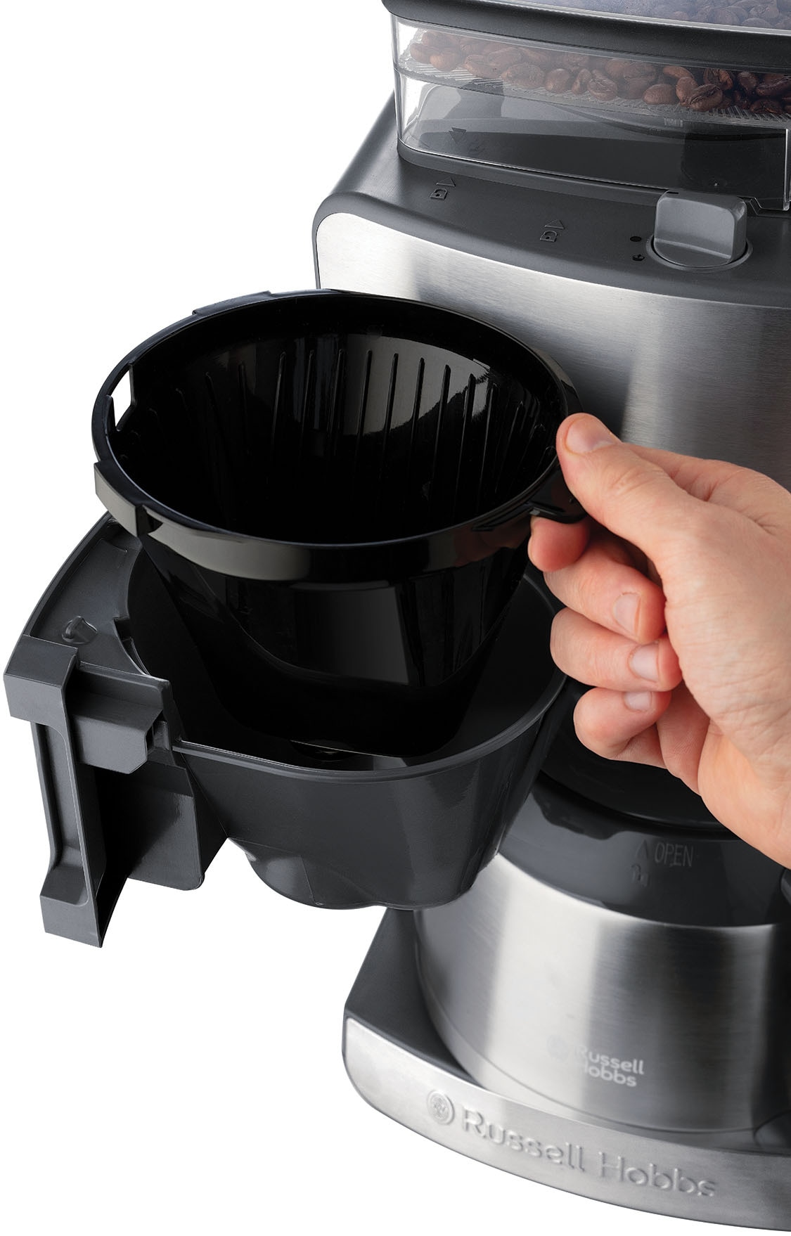 RUSSELL HOBBS Kaffeemaschine mit Mahlwerk »Grind & Brew 25620-56«, 1,25 l Kaffeekanne, Papierfilter, 1x4, mit Thermokanne