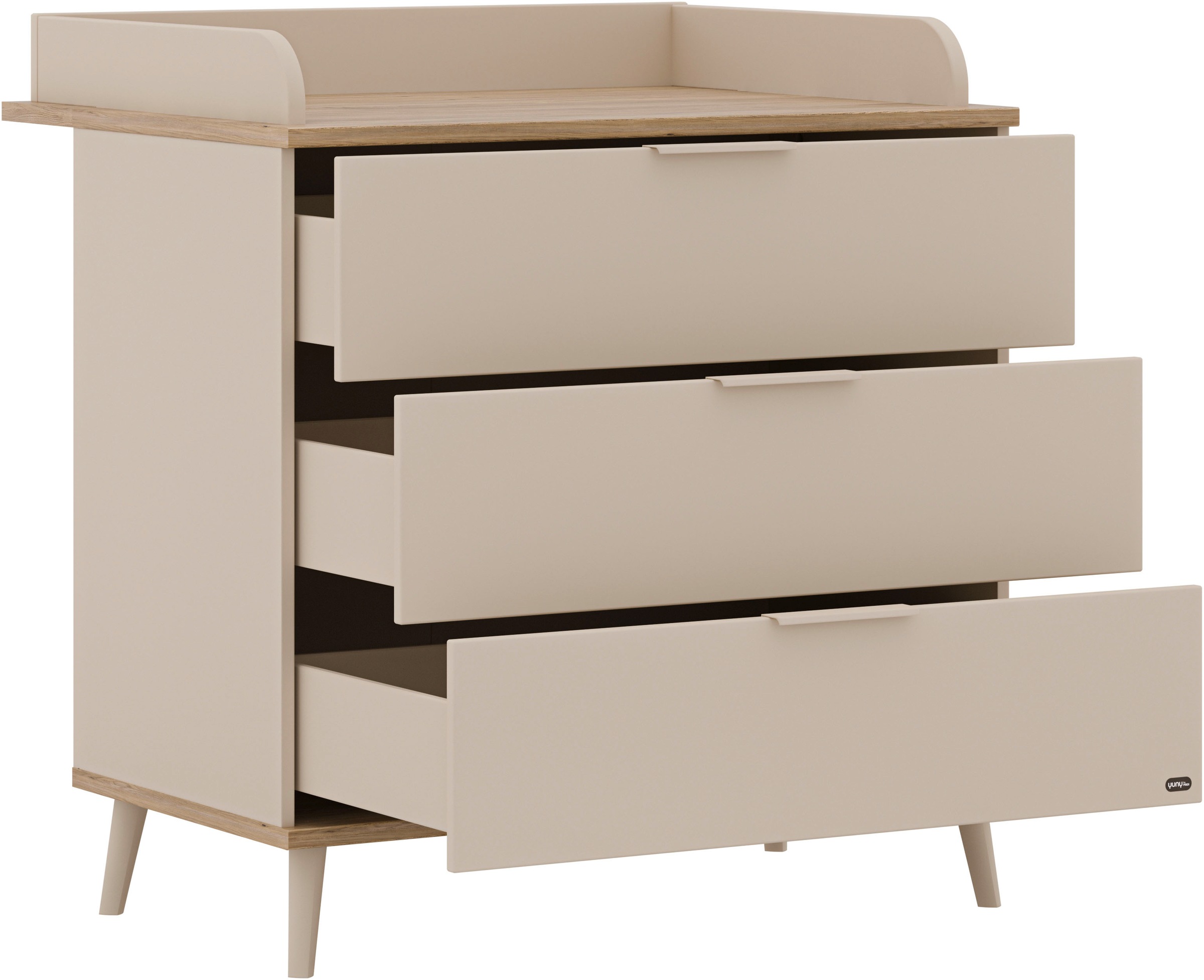 YUNY by PAIDI Wickelkommode »HAZEL in Beige, 3 Schubladen mit Soft-Close, inkl. Wickelaufsatz« bis 50 kg 95 cm Breite, Kommode mit abnehmbarem Aufsatz, geprüfte Sicherheit 94,7 cm