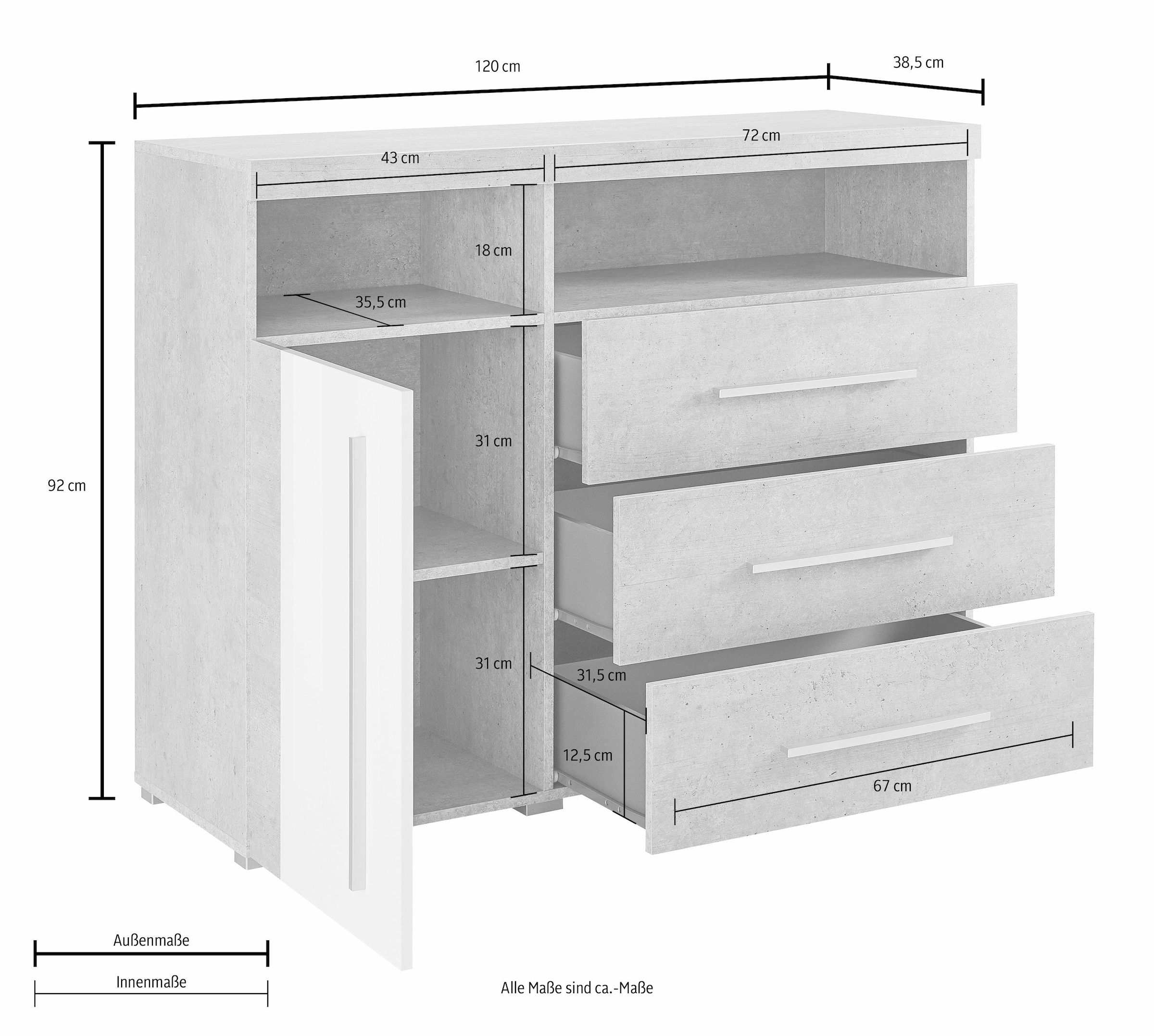 Helvetia Sideboard »Roger«, Breite 120 cm