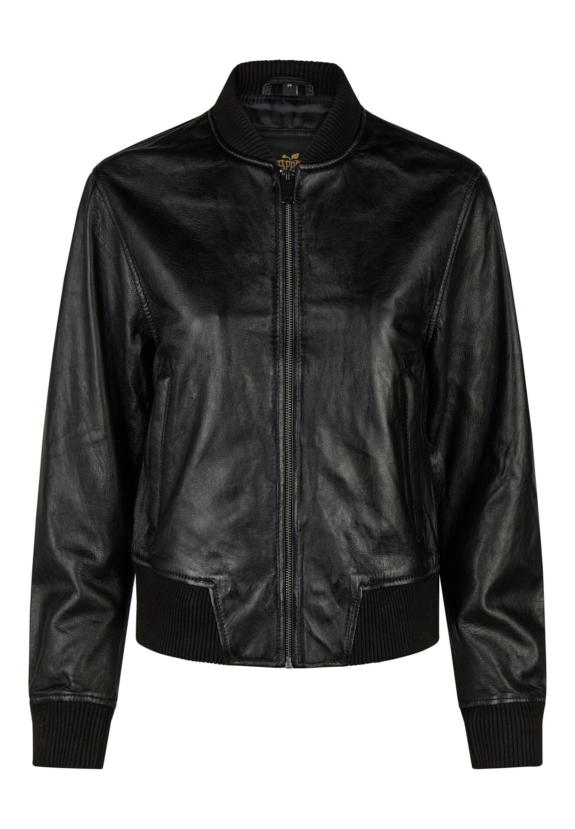 Apple of Eden Lederjacke "Apple of Eden Lederjacke" ohne Kapuze mit Rippbündchen an den Ärmeln
