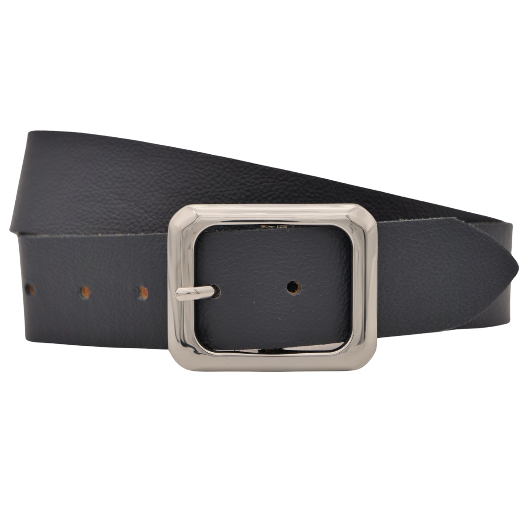 Ledergürtel ANNAMATONI "AnnaMatoni Ledergürtel Karu Ledergürtel Karu", Damen, Gr. TW85 - 100cm Gesamtlänge, blau (marine 490), 100% Leder, Gürtel Ledergürtel