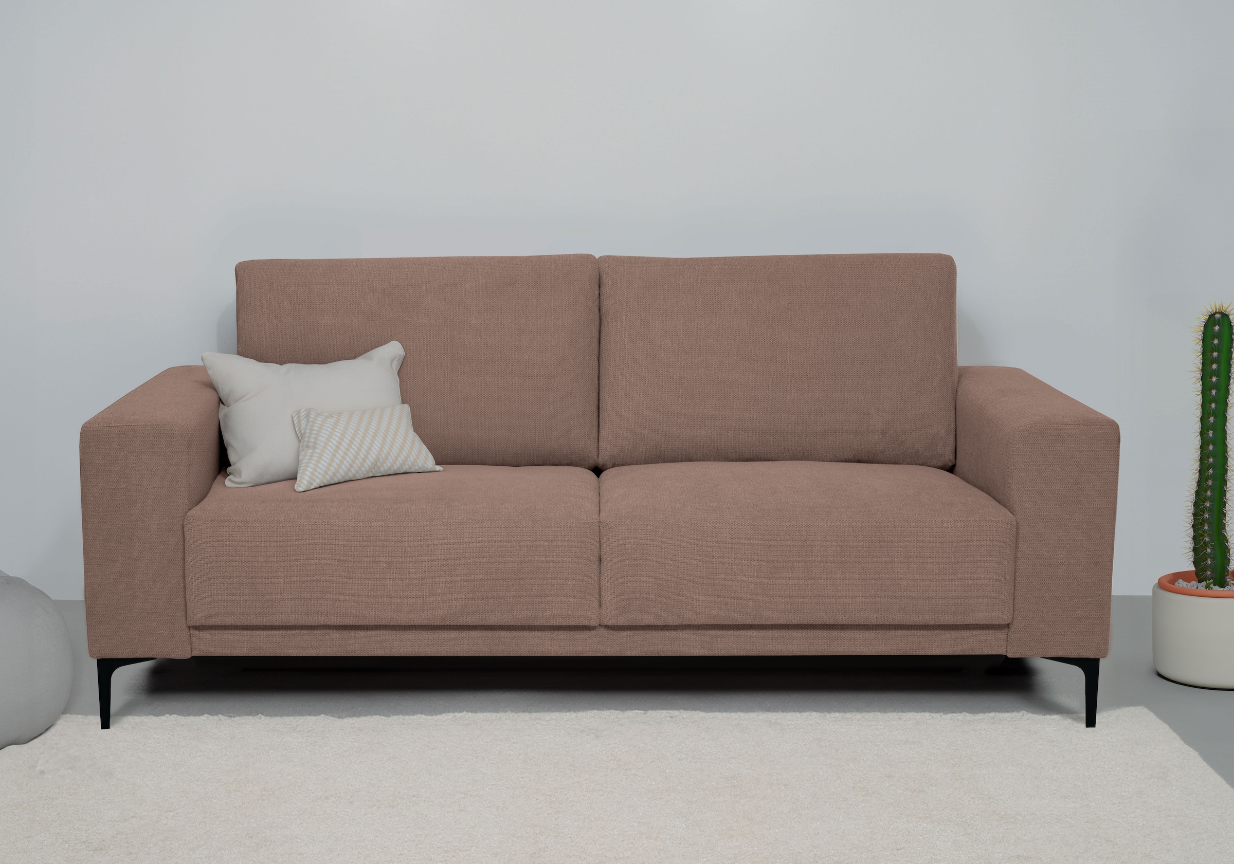 Places of Style 2-Sitzer »Xander«, Breite 164 cm, Webstoff, Soft-Touch Chenille, schwarze Metallfüßen