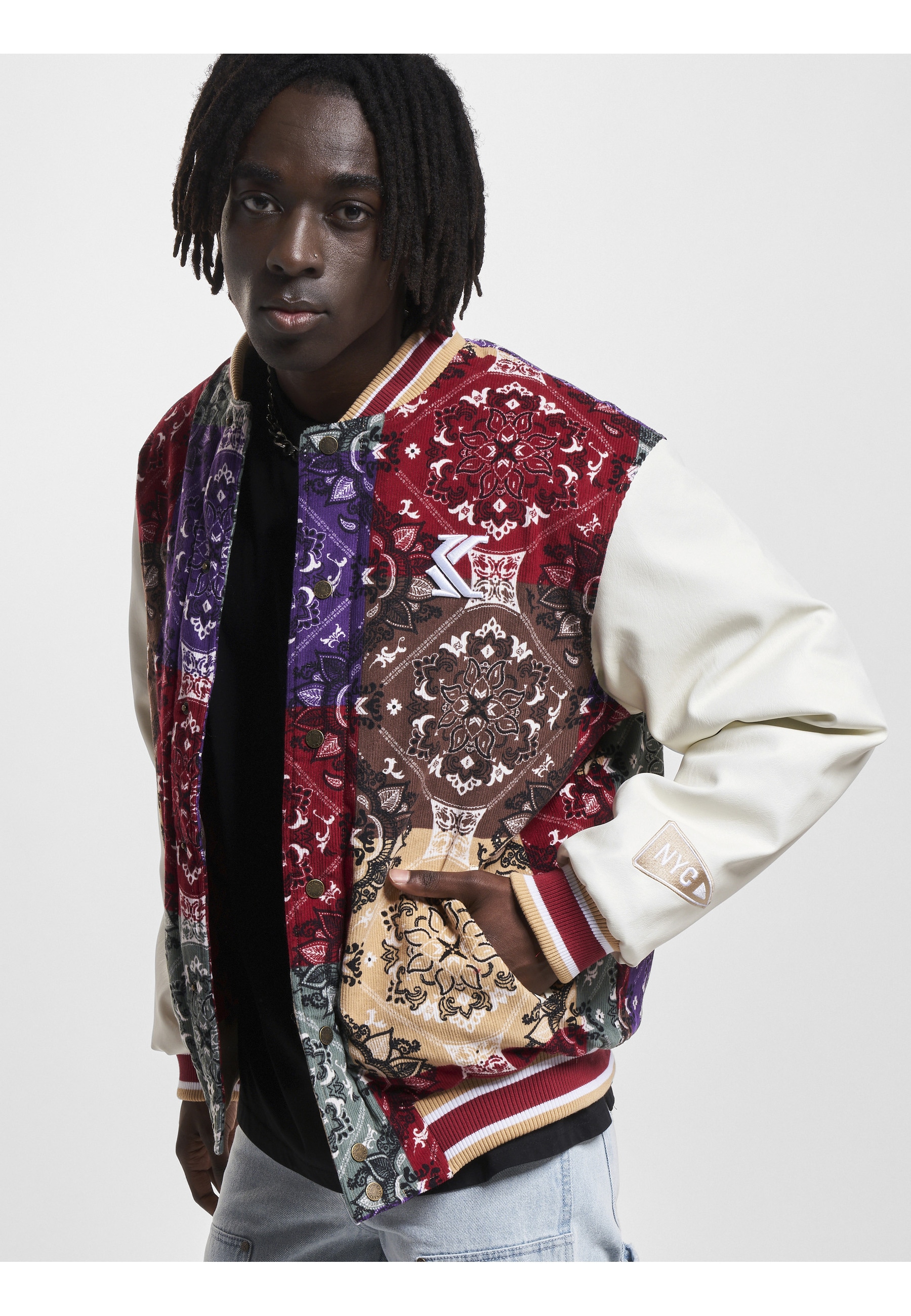 Karl Kani Collegejacke »Karl Kani Herren KM233-046-1 KK OG Block Paisley College Jacket« 1 Stk. tlg. ohne Kapuze