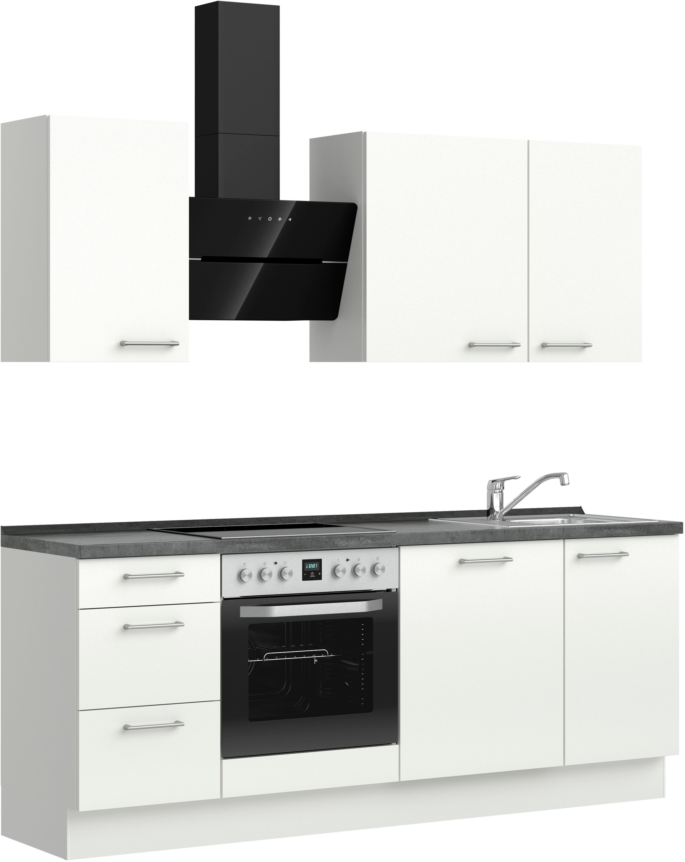 nobilia® Küchenzeile »"Laser II"«, vormontiert, Ausrichtung wählbar, Breite 210 cm, wahlw. mit E-Geräten