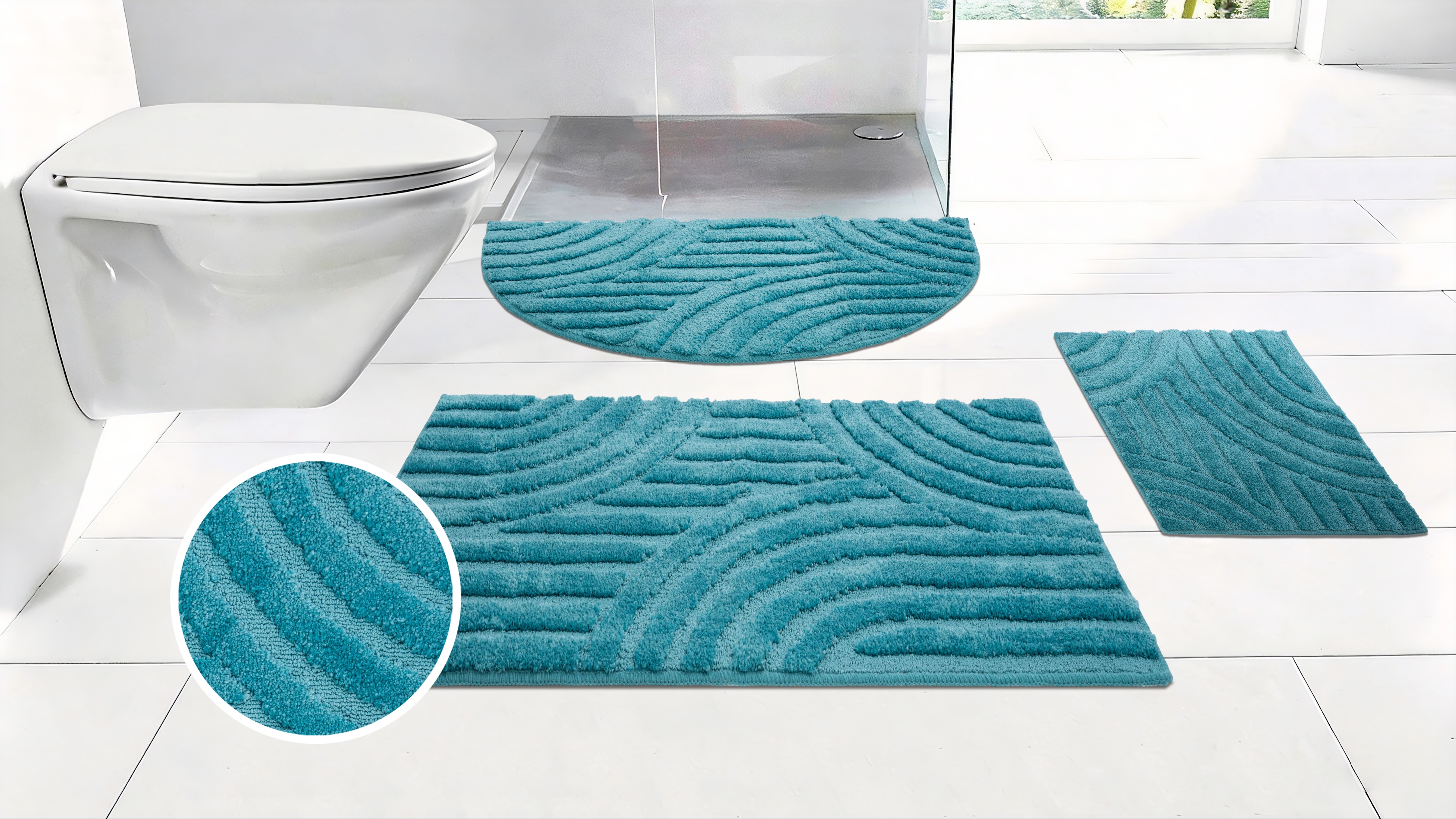 OTTO home Badematte "Regona Scandi, Badvorleger, Badezimmer Teppich, Duschvorleger" Höhe 10 mm rutschhemmend beschichtet strapazierfähig Badteppich, Uni Farben, Hoch-Tief-Effekt, modernes Muster, Zen